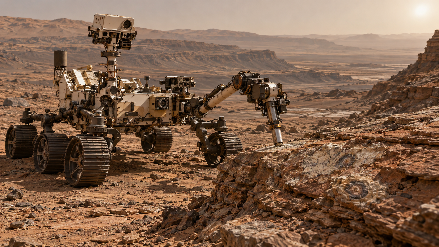 Perseverance Rover Sampling Martian Rock