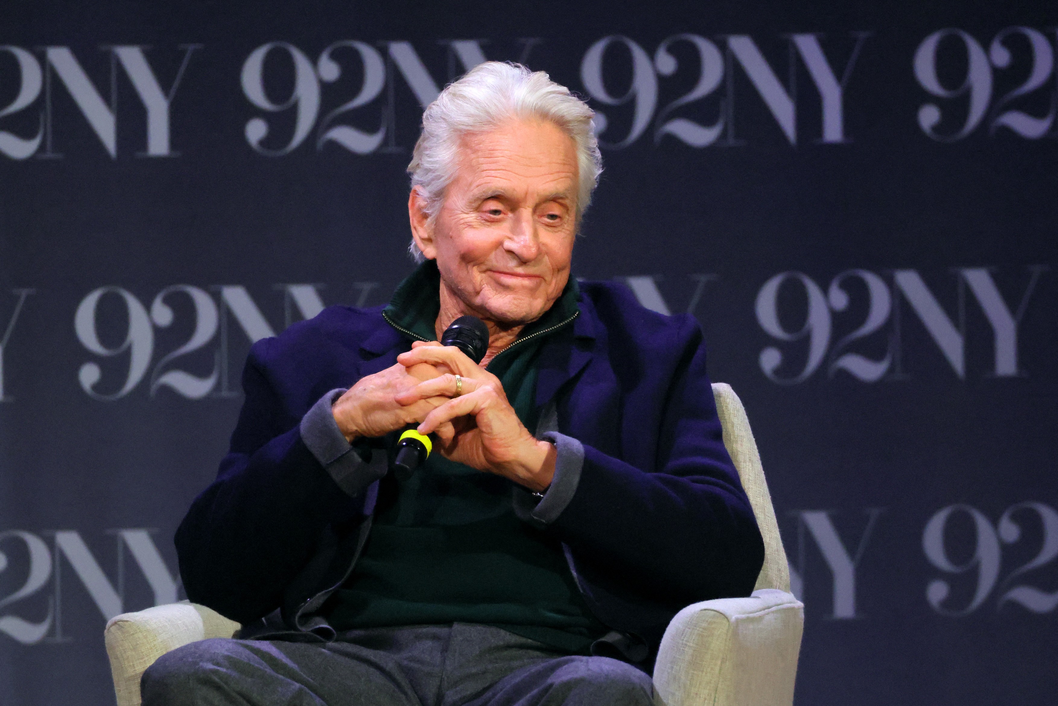 NEW YORK, NEW YORK - OCTOBER 06: Michael Douglas speaks o