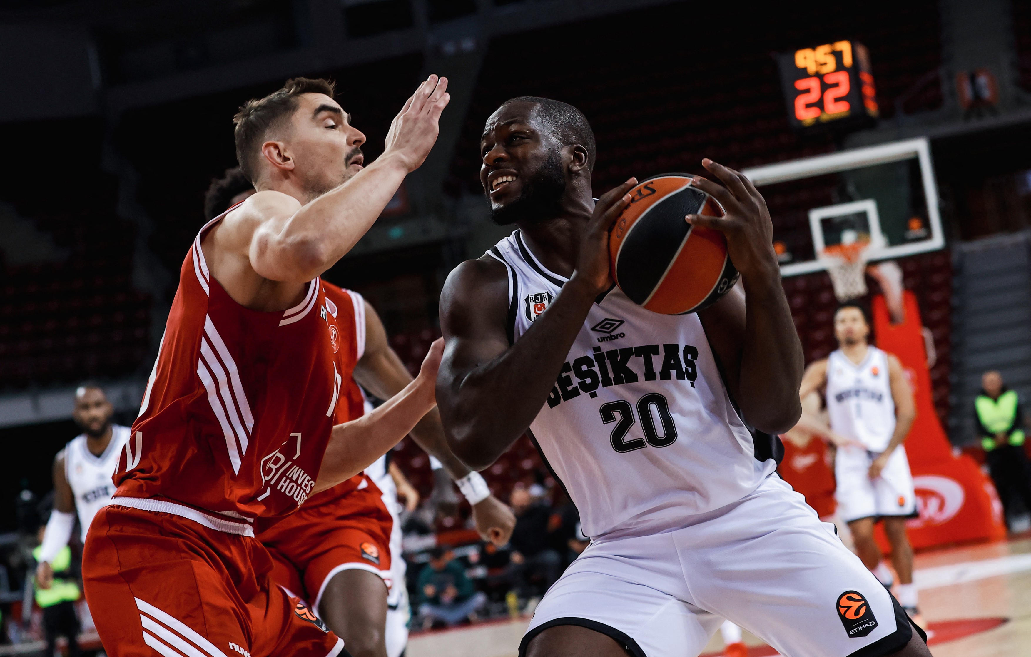 SOFIA, BULGARIA - OCTOBER 14: Eugene Omoruyi (R) of Besiktas Istanbul in action