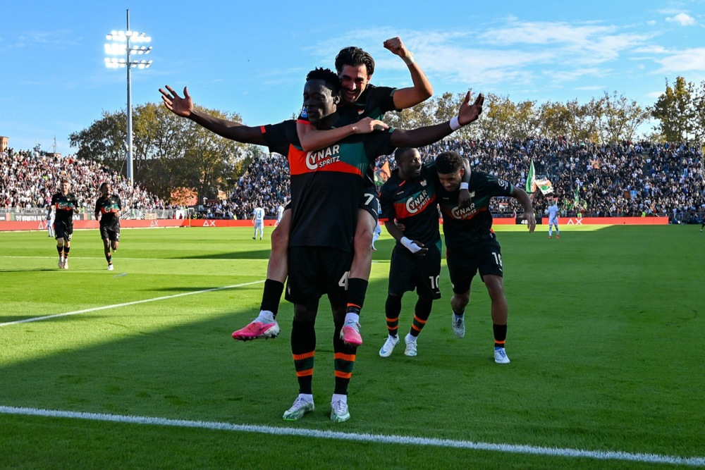 epa13311570 Venezia's Akor Jerome Adams celebrates