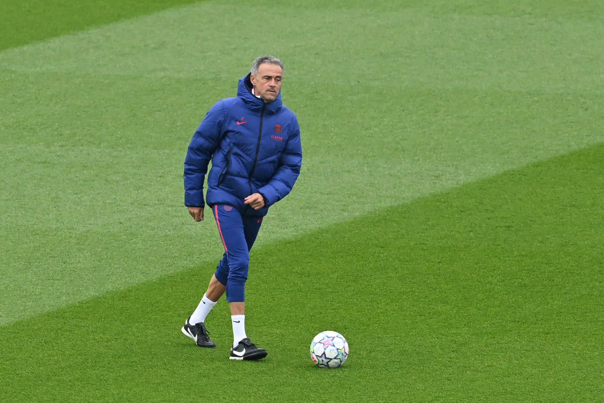Luis Enrique during the PSG training session before the Champions league match between PSG and Barcelone