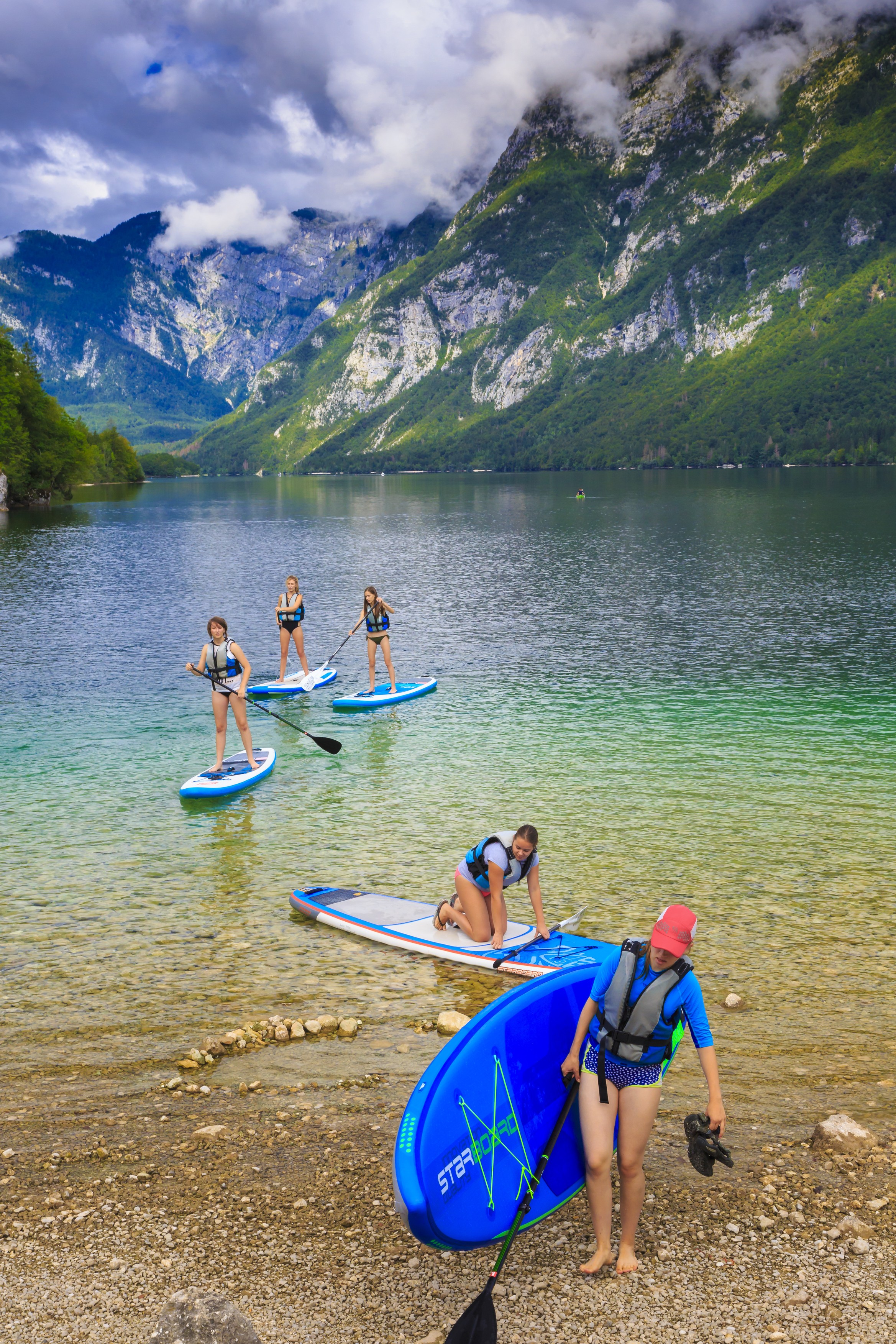 Paddle surf. Lake Bohinj. Bohinj. Triglav National Park