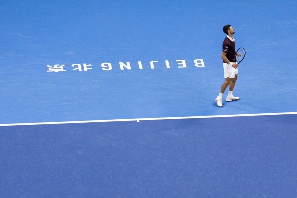 epa13272949 Novak Djokovic of Serbia reacts during a Men's Singles match
