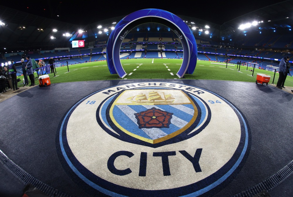 epa13271466 (FILE) - Champions League branding at the Etihad Stadium