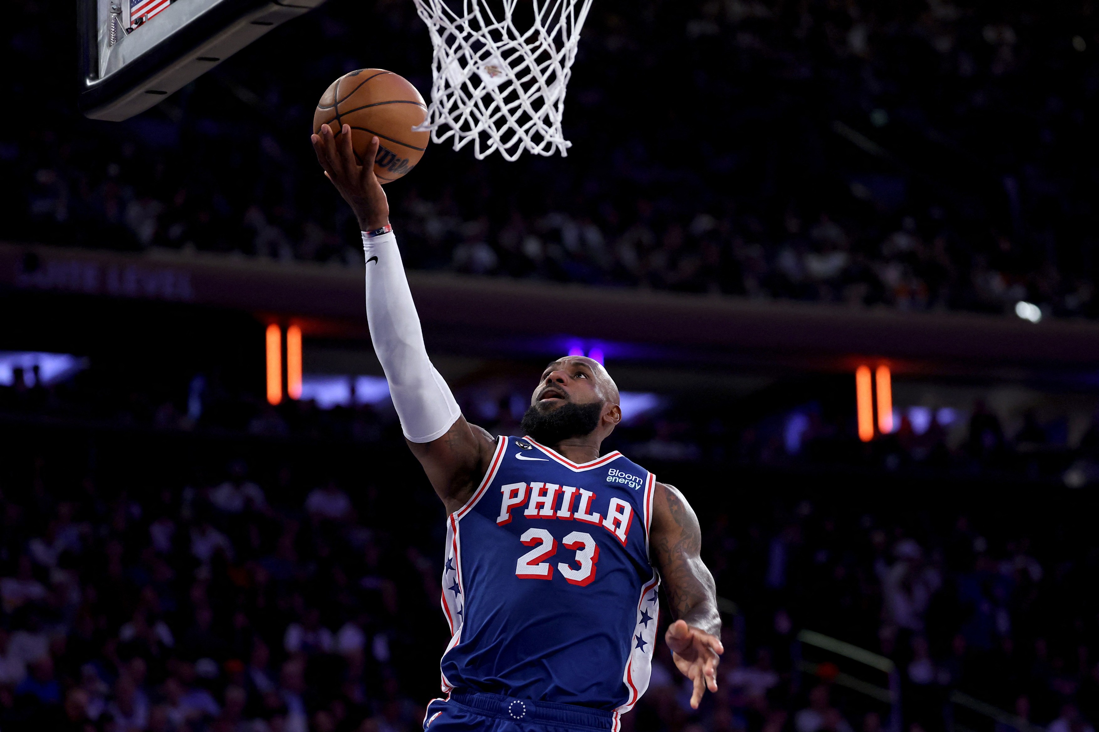 LeBron James #23 of the Philadelphia 76ers