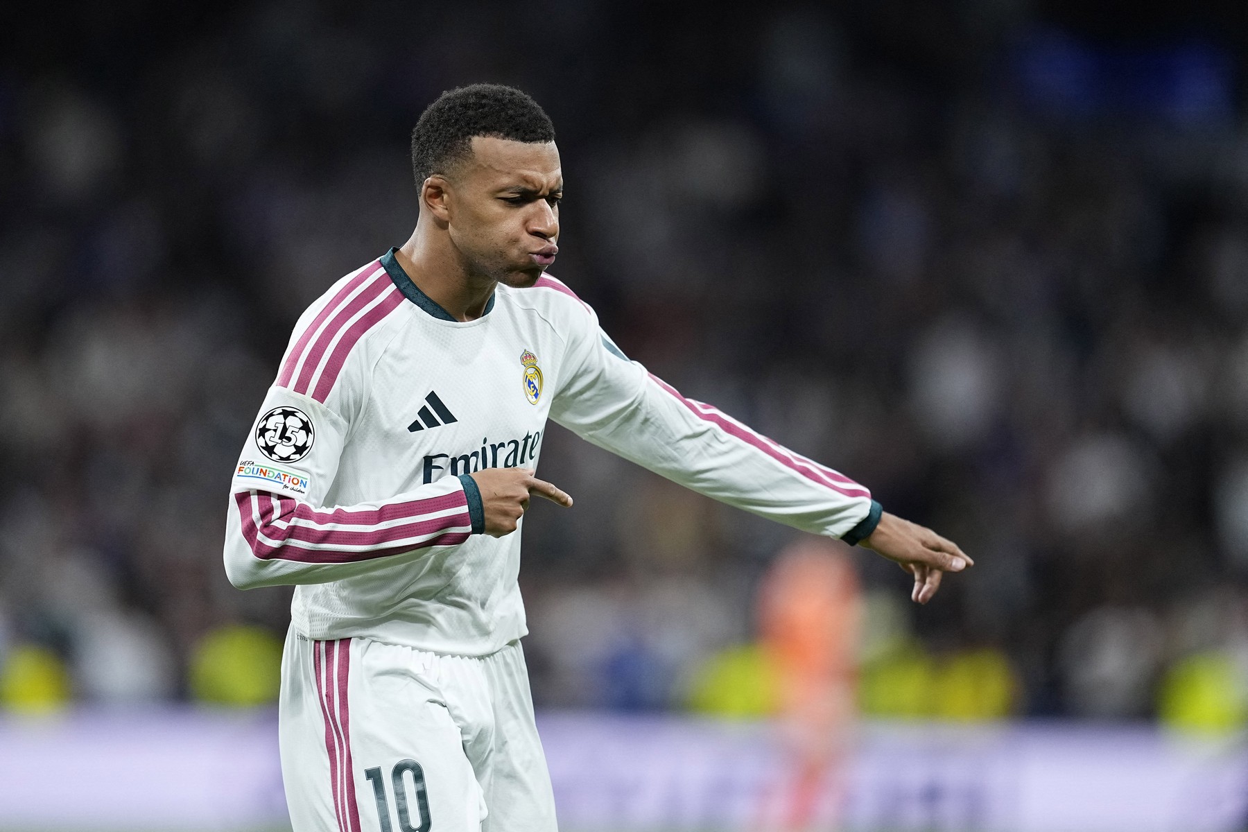 Kylian Mbappe of Real Madrid CF celebrates his goal 3-0 during the UEFA C