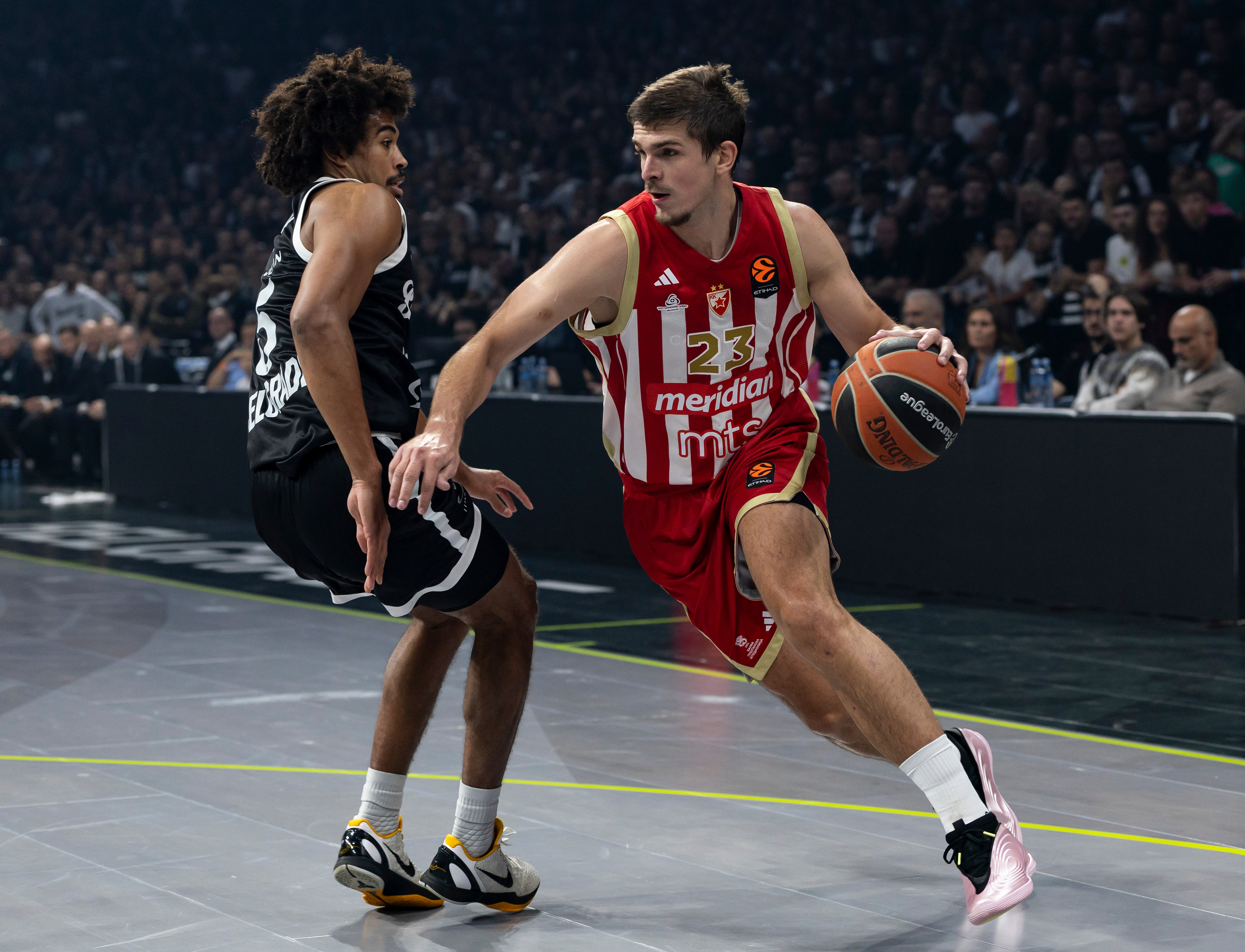 during the 2026/2027 Euroleague Round 7 match between Partizan Mozzart Bet Belgrade and Crvena Zvezda at Belgrade Arena on October 22, 2026 in Belgrade, Serbia. (Photo by Srdjan Stevanovic/Starsport.rs)