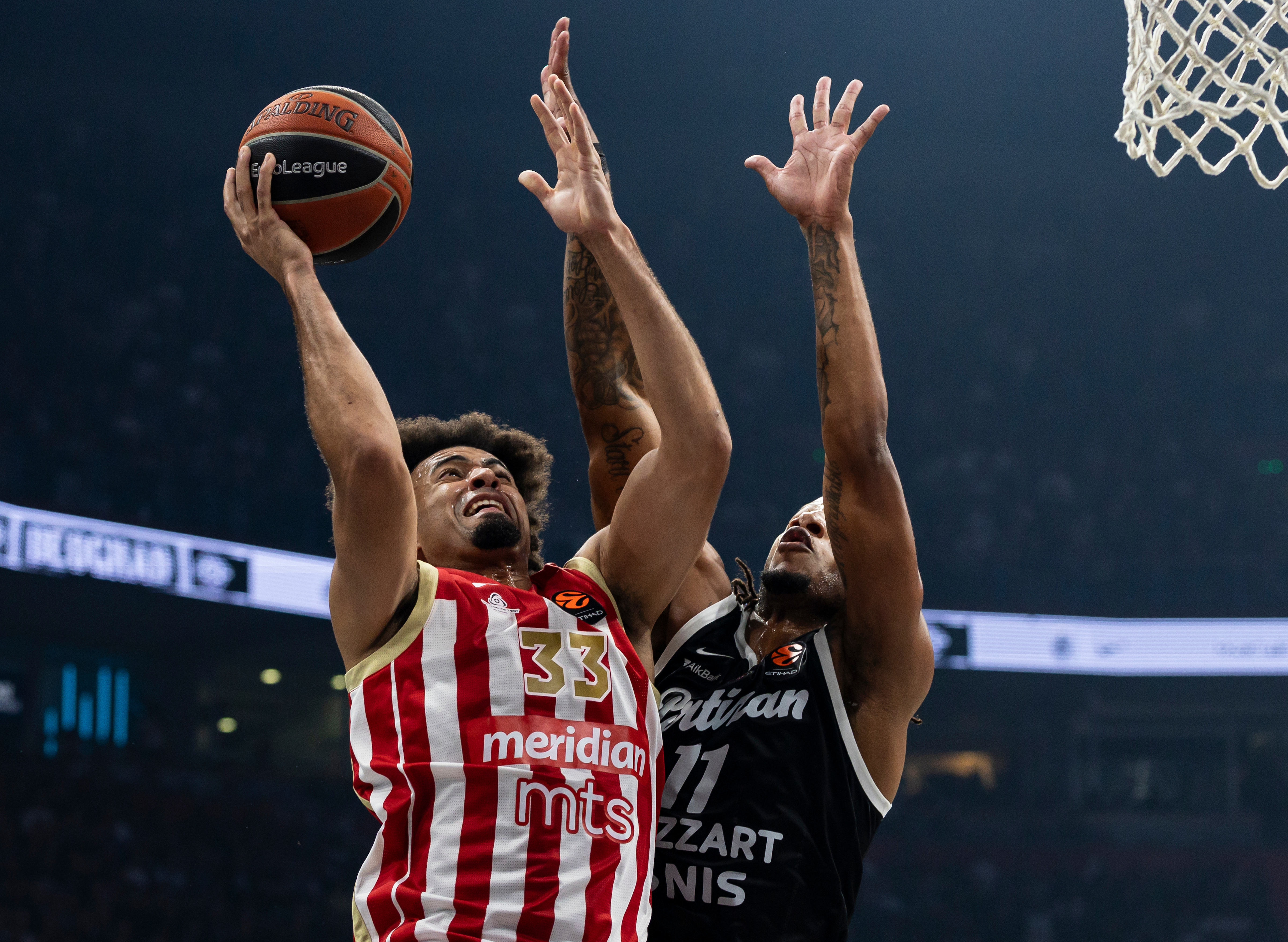 during the 2026/2027 Euroleague Round 7 match between Partizan Mozzart Bet Belgrade and Crvena Zvezda at Belgrade Arena on October 22, 2026 in Belgrade, Serbia. (Photo by Srdjan Stevanovic/Starsport.rs)