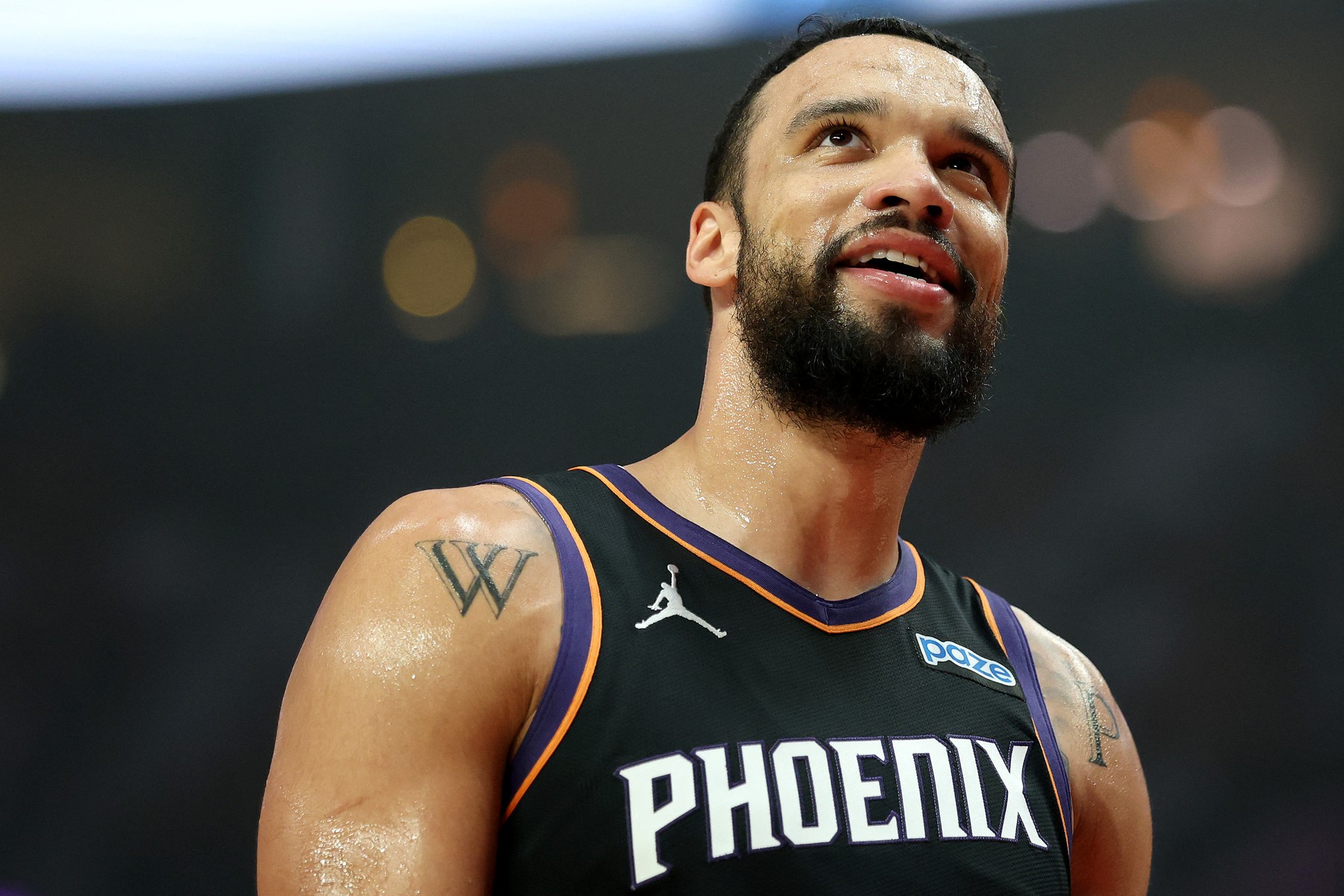 PORTLAND, OREGON - OCTOBER 21: Dillon Brooks #3 of the Phoenix Suns reacts