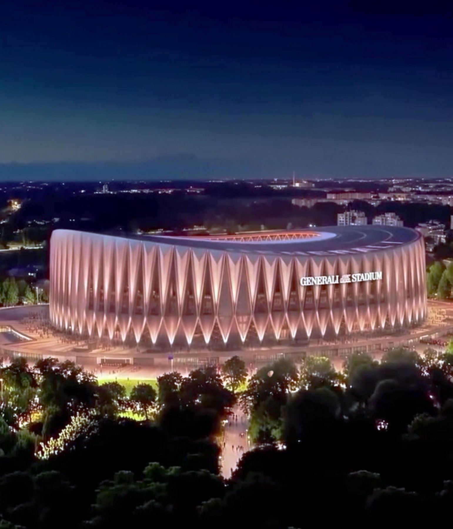 Milano, Italia: IPA90329566 - Milan, New San Siro: a rendering of the stadium