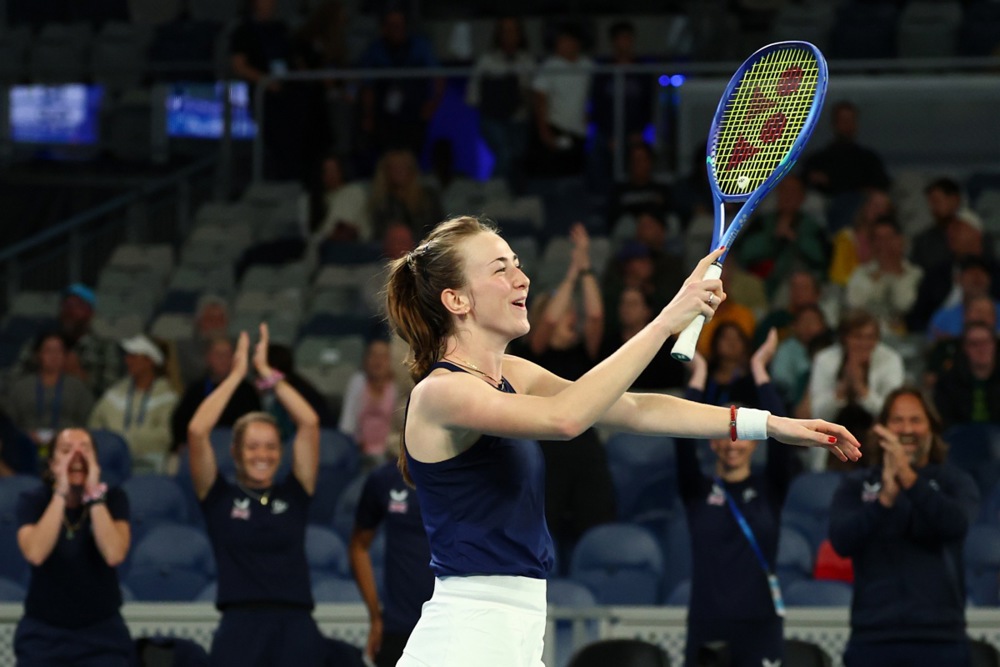 epa12879510 Mika Stojsavljevic of Britain celebrates winning match