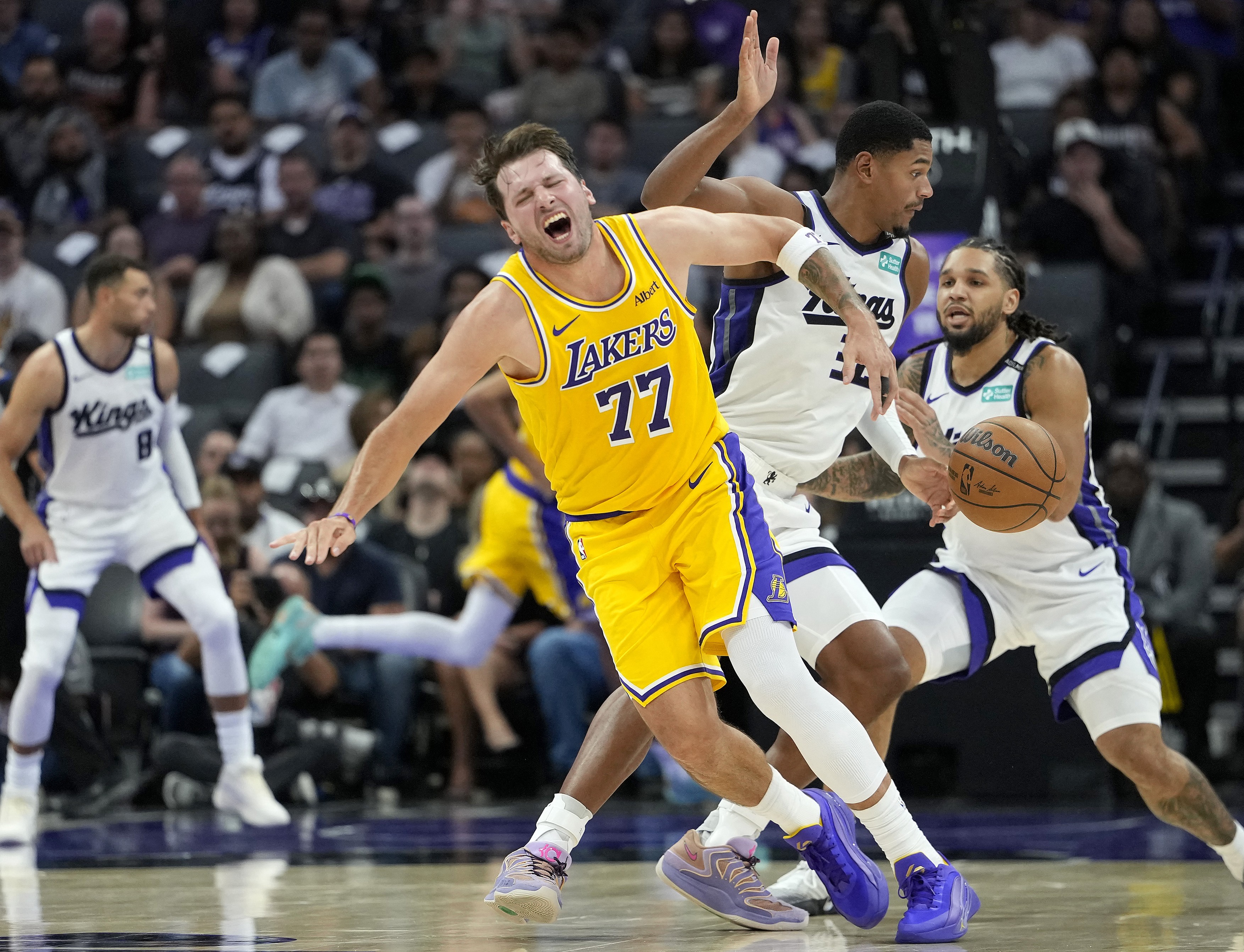 Luka Doncic #77 of the Los Angeles Lakers