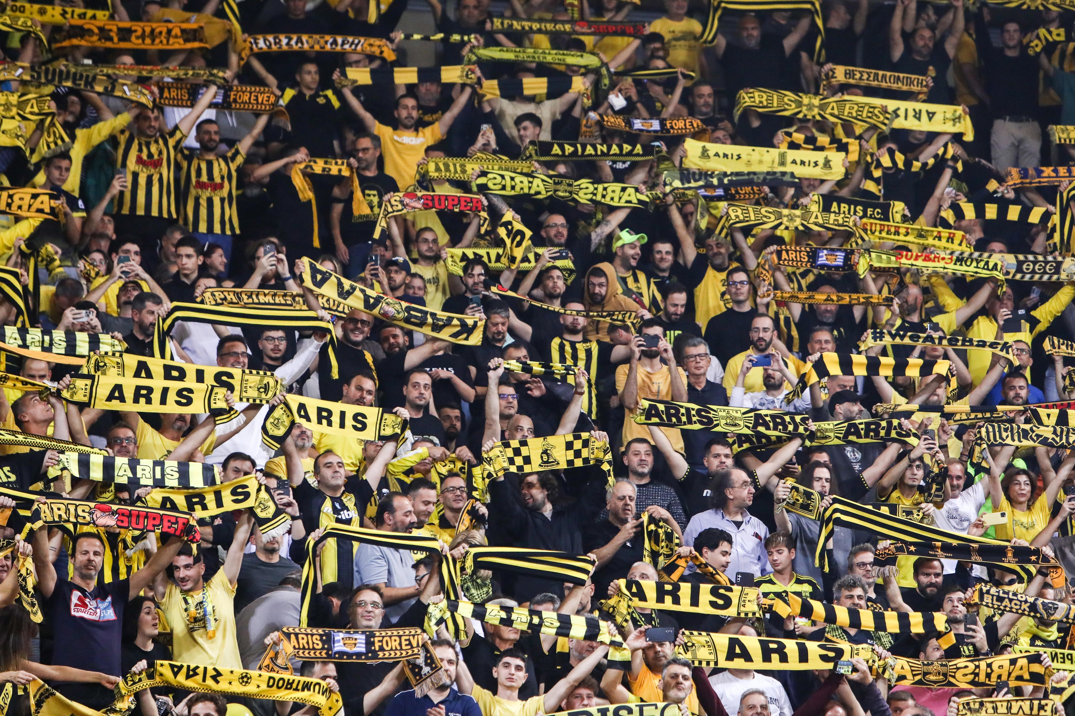 October 8, 2025, Thessaloniki, Greece: Aris BC fans during a EuroCup game