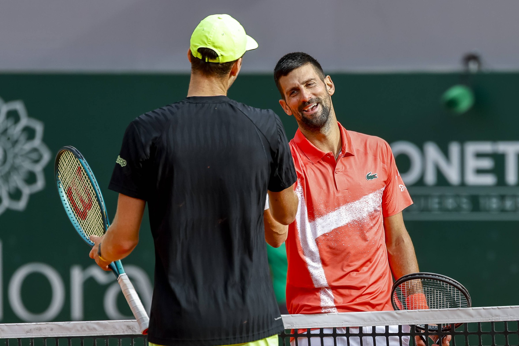 Hubert Hurkacz POL und Novak Djokovic SRB nach dem Spiel , Schweiz,