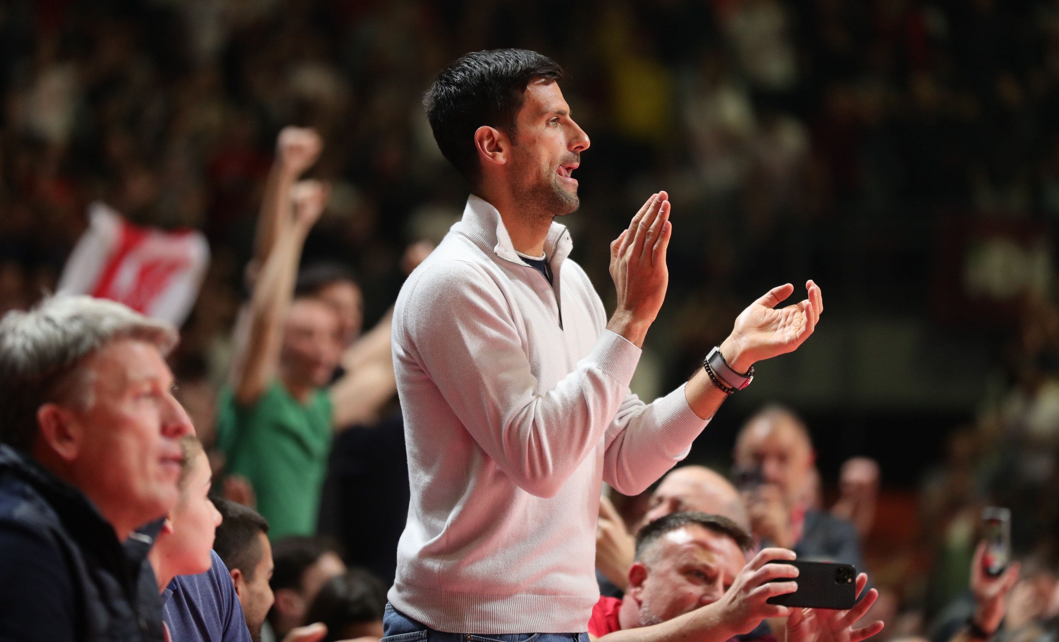 Serbia's tennis player Novak Djokovic during round 31 Euroleague basketbal match