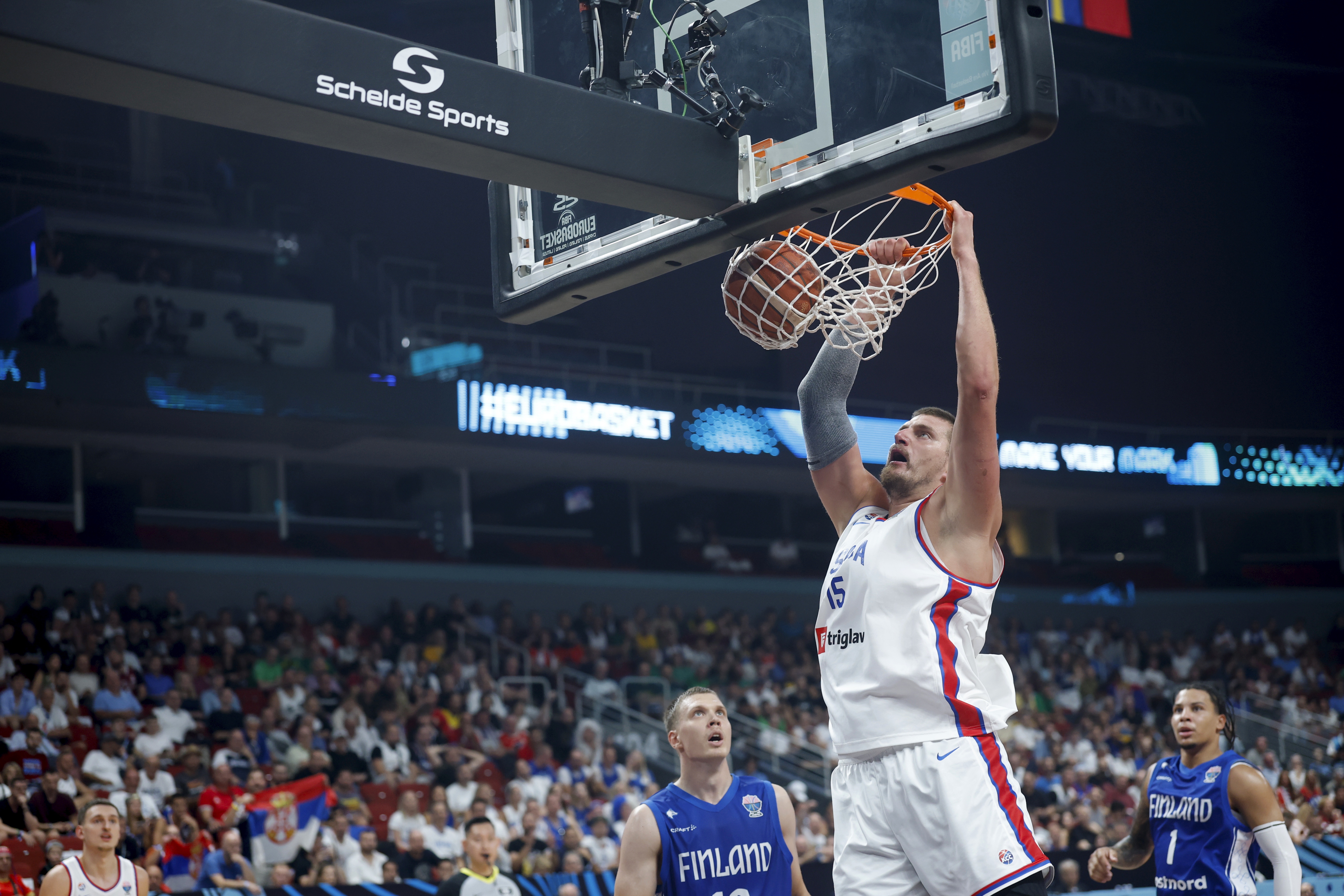 Nikola Jokic of Serbia in action during the EuroBasket 2025