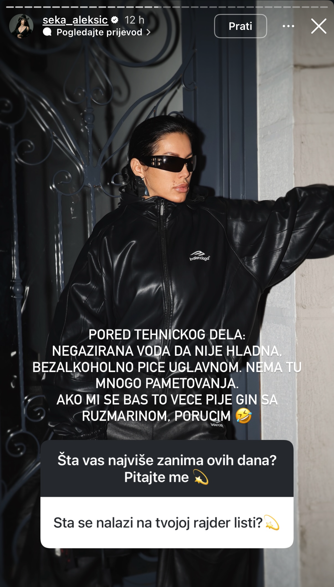 Foto: Printskrin Instagram seka_aleksic / Seka Aleksić