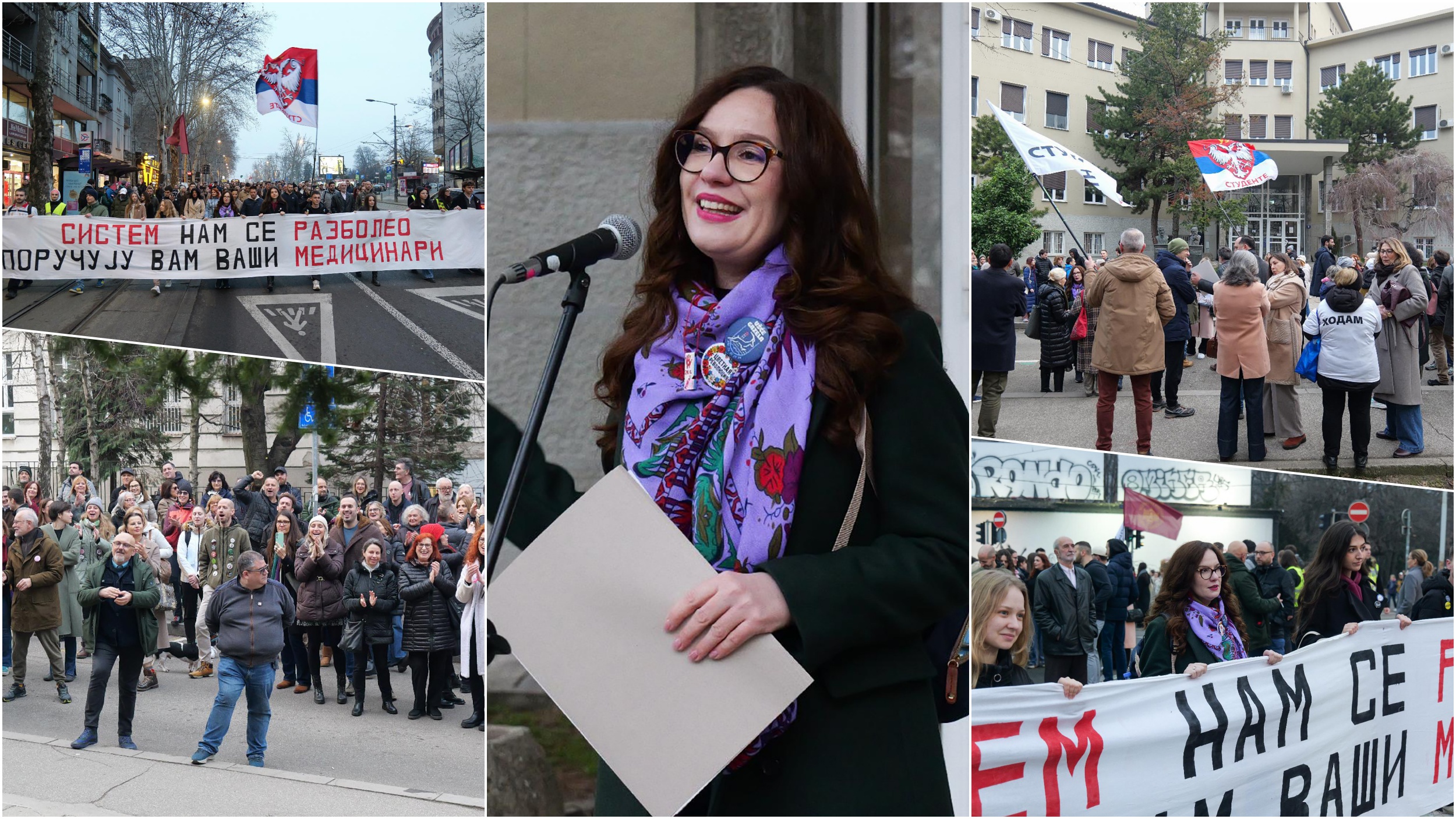 Studenti Medicinskog fakulteta na skupu podrške sekretarki tog fakulteta Mariji Radovanović