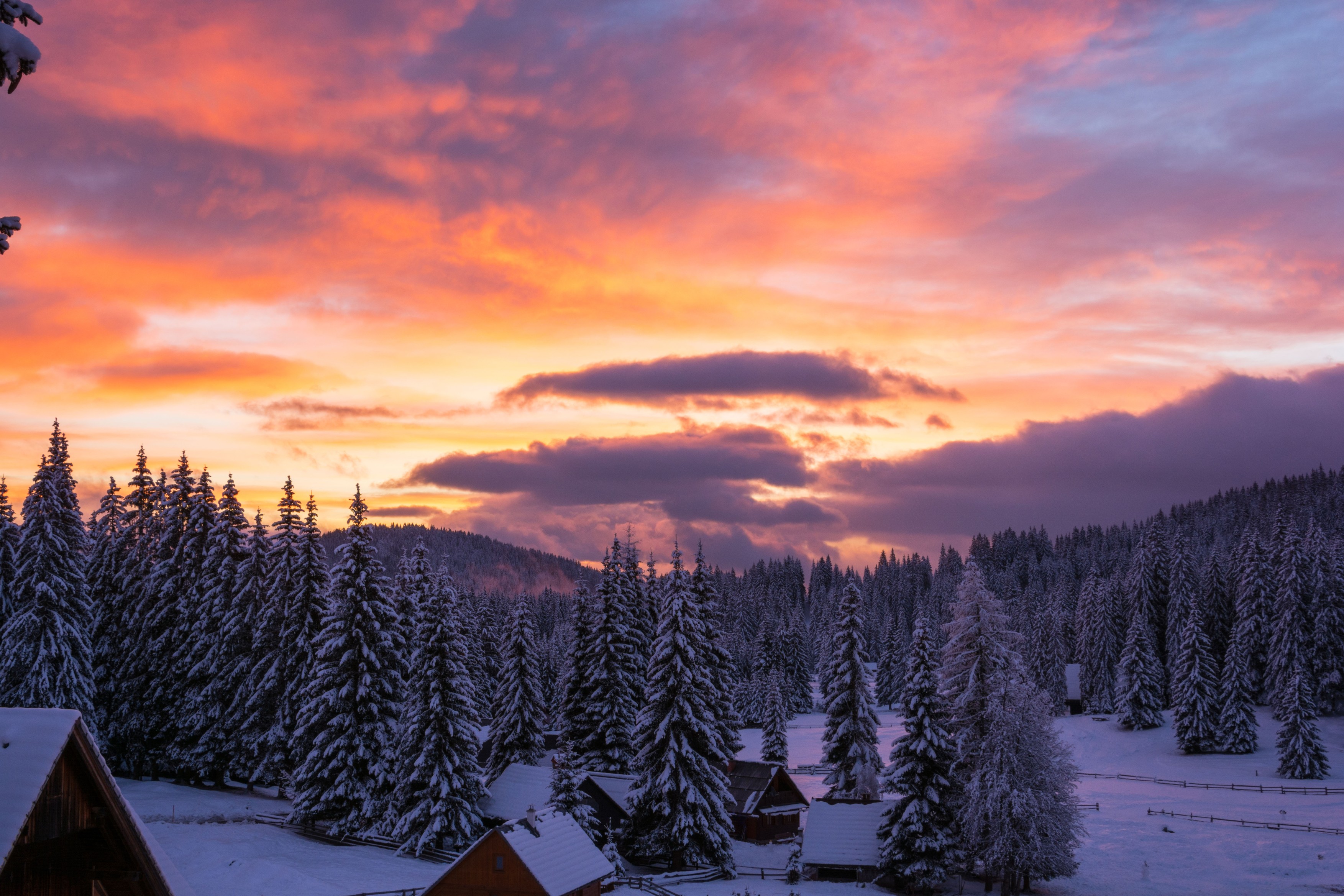 Winter morning sunrise on a plateau Pokljuka in Slovenian Alps,Image: 186447841, License: Royalty-free, Restrictions: , Model Release: no, Credit line: Mitja Kavčič / Alamy / Profimedia