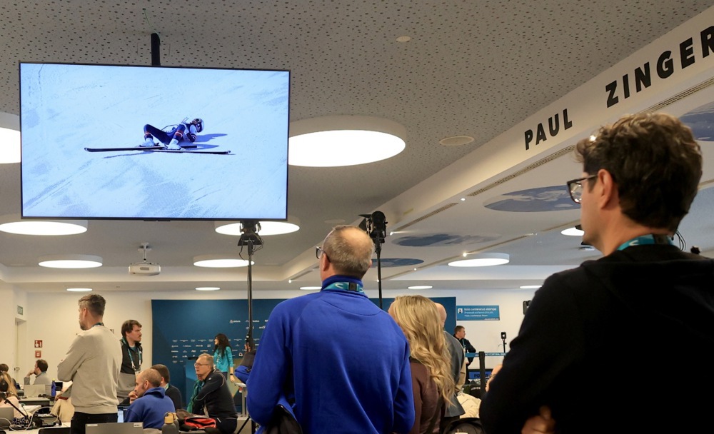 epa12715816 Journalists at the media centre in Anterselva