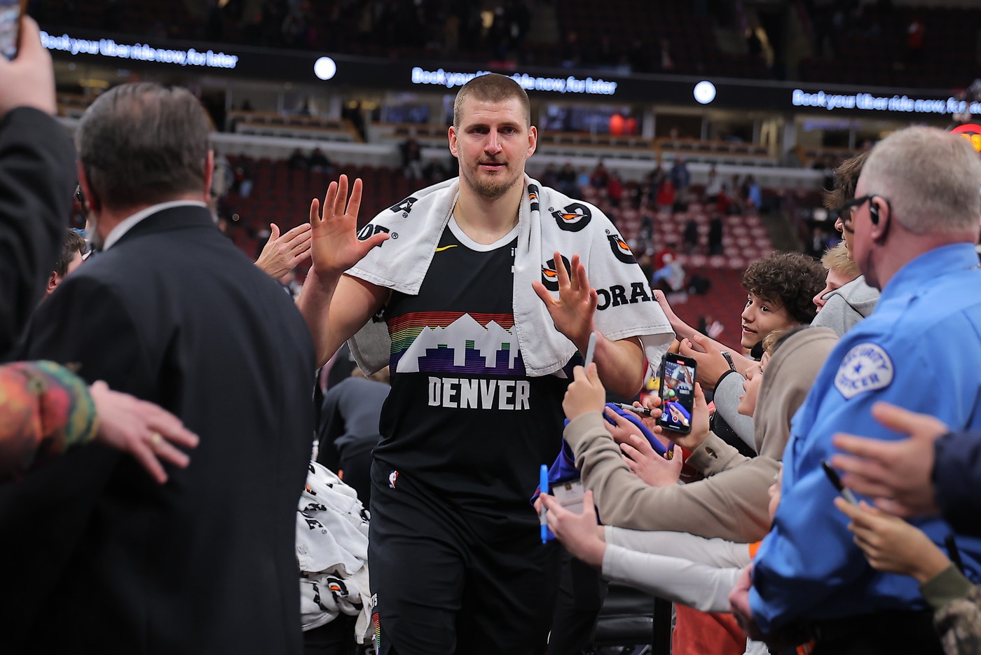 Nikola Jokic #15 of the Denver Nuggets exits