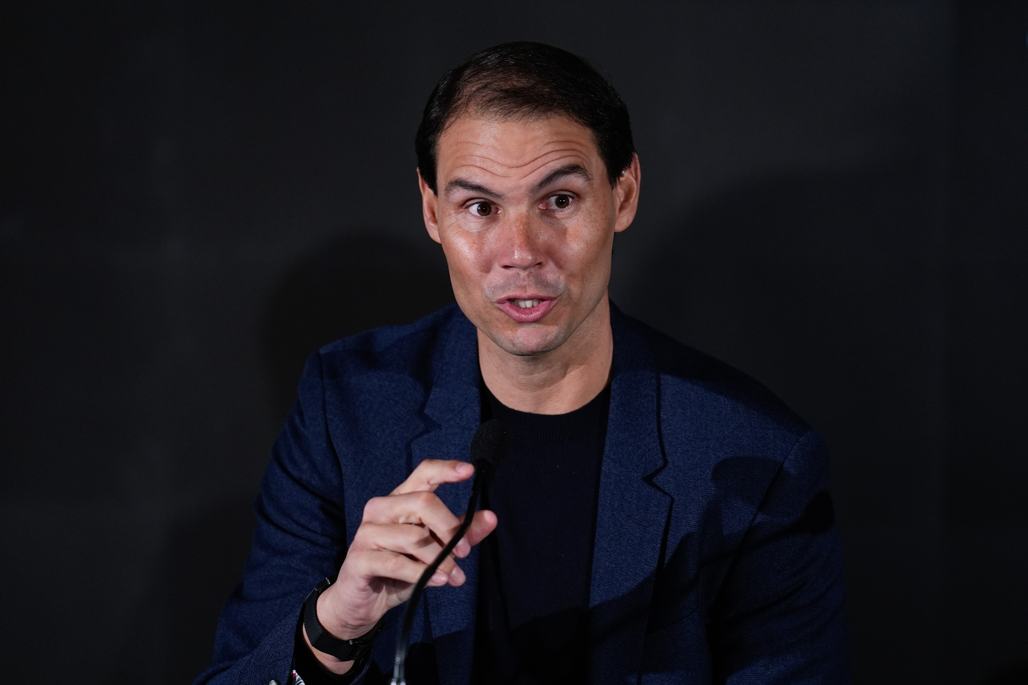 Rafa Nadal attends during the presentation of the Spin&Swing initiative by the Rafa Nadal Foundation and Cantabria Labs, at the Real Club de Campo Villa de Madrid on February 10, 2026, in Madrid, Spain