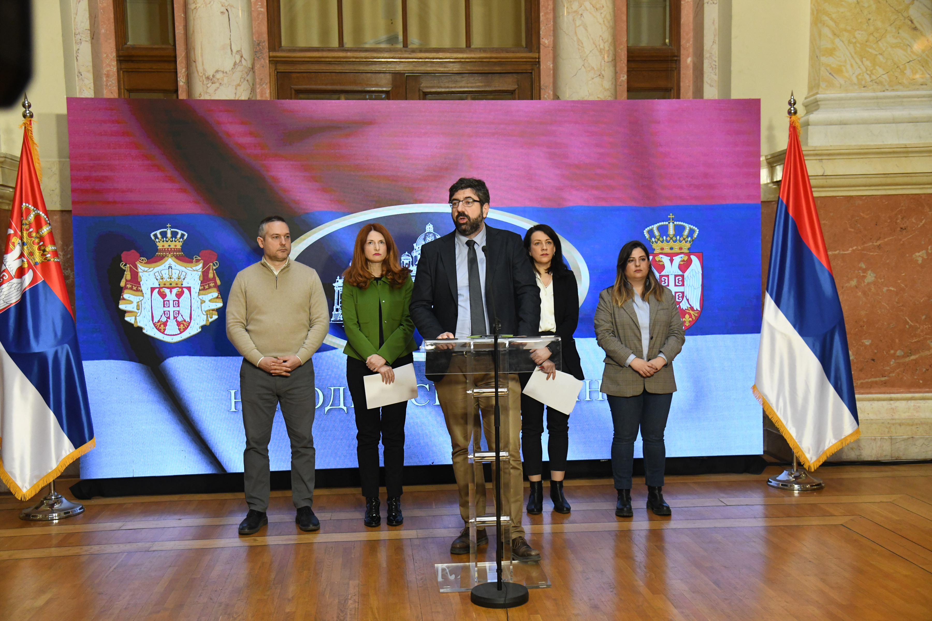 Radomir Lazović Konferencija za medije poslanicke grupe Zeleno-levi front