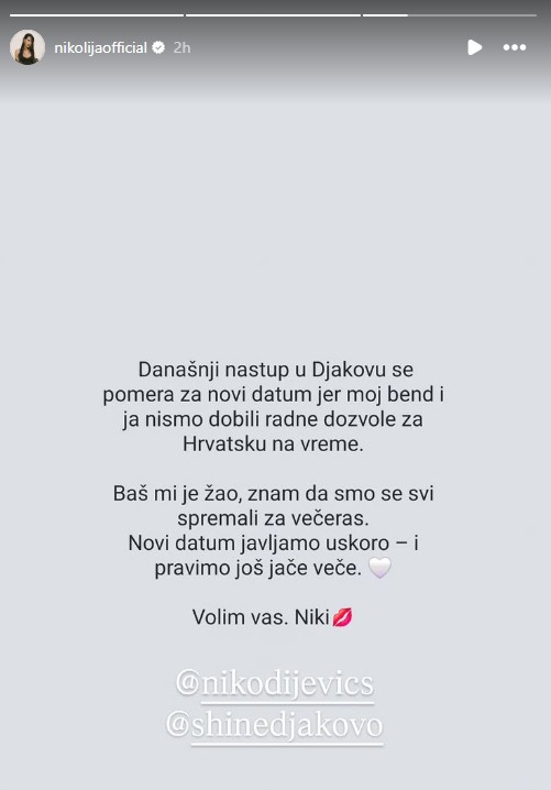 Foto: Instagram/Printskrin/nikolijaofficial