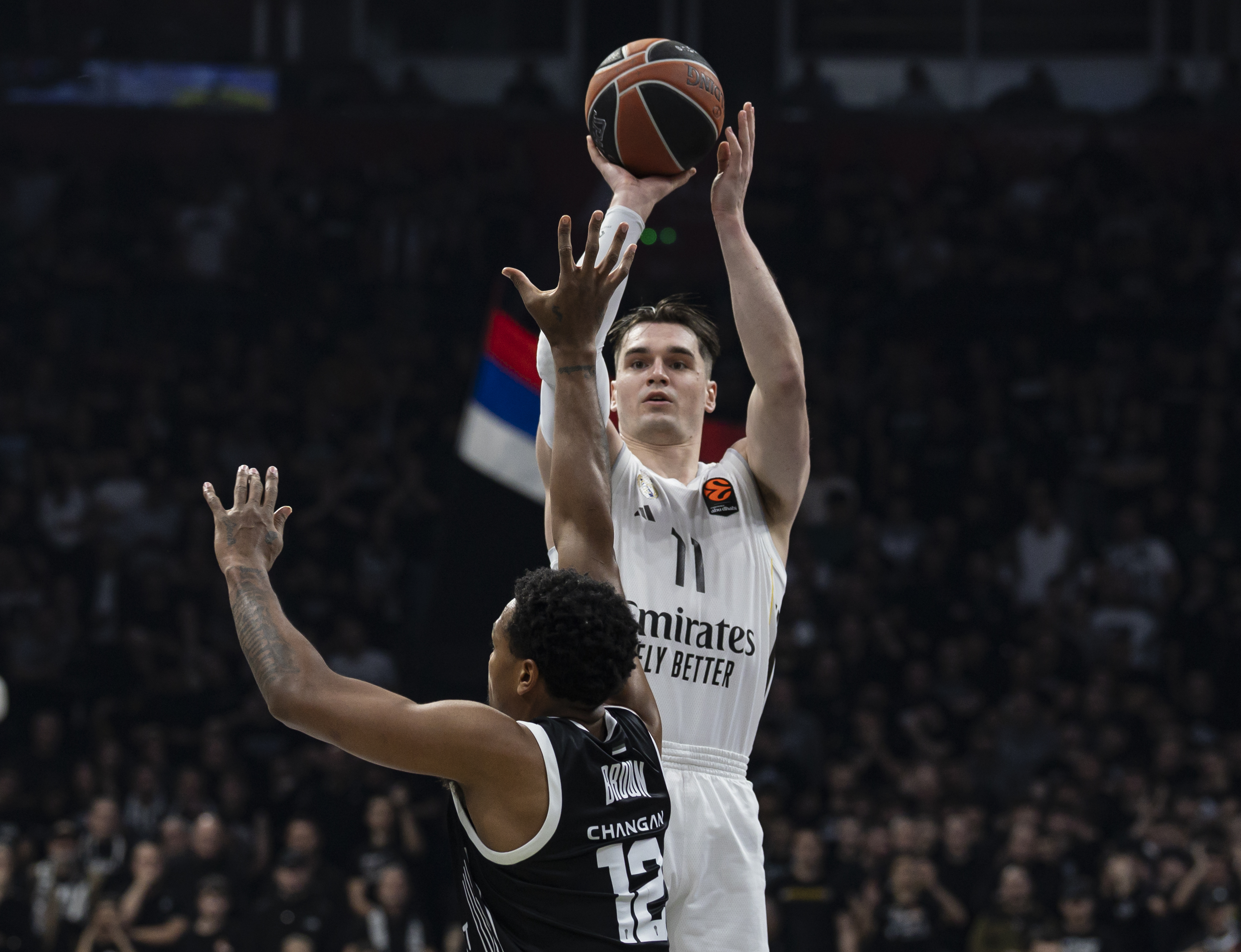 during the 2025/2026 Euroleague Round 28 match between Partizan Mozzart Bet Belgrade and Real Madrid at Belgrade Arena on February 13, 2026 in Belgrade, Serbia. (Photo by Srdjan Stevanovic/Starsport.rs)