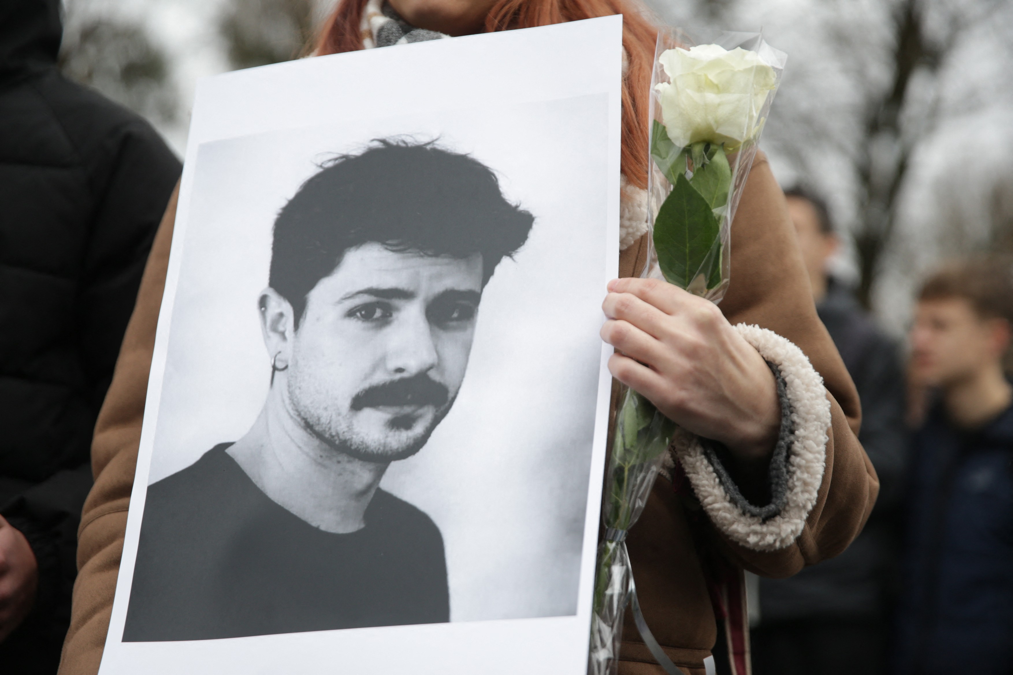 SARAJEVO, BOSNIA AND HERZEGOVINA - Students hold a memorial for university stude