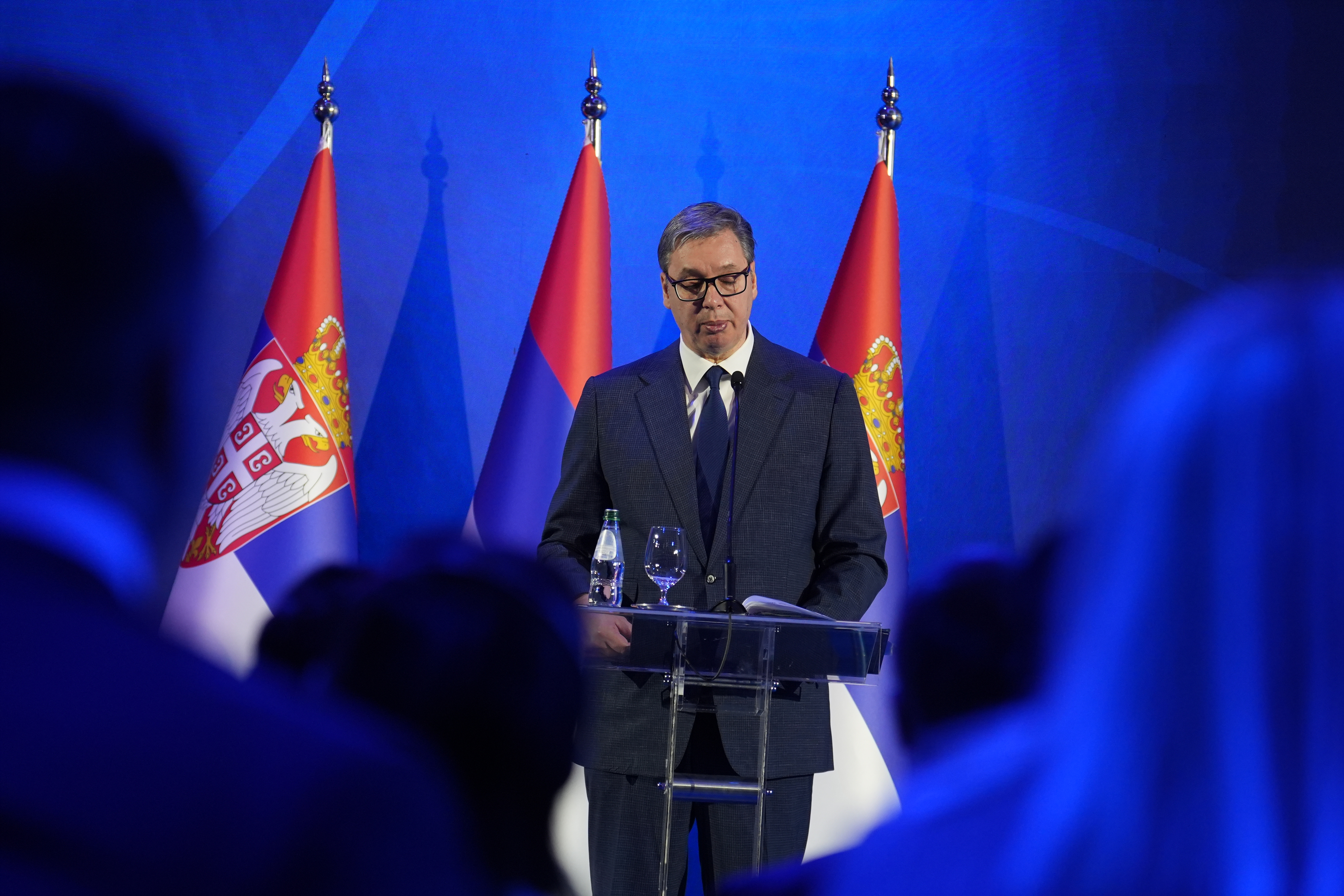 16, februar 2026, Beograd - Povodom Dana drzavnosti Republike Srbije, predsednik Republike Srbije Aleksandar Vucic urucio je odlikovanja zasluznim pojedincima i institucijama. Photo: Antonio Ahel/ATAImages