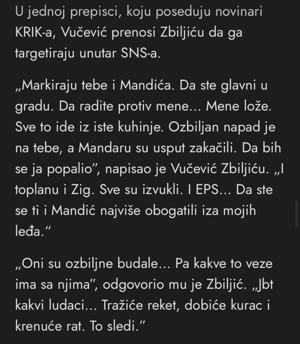 Marinika Tepić objava krik
