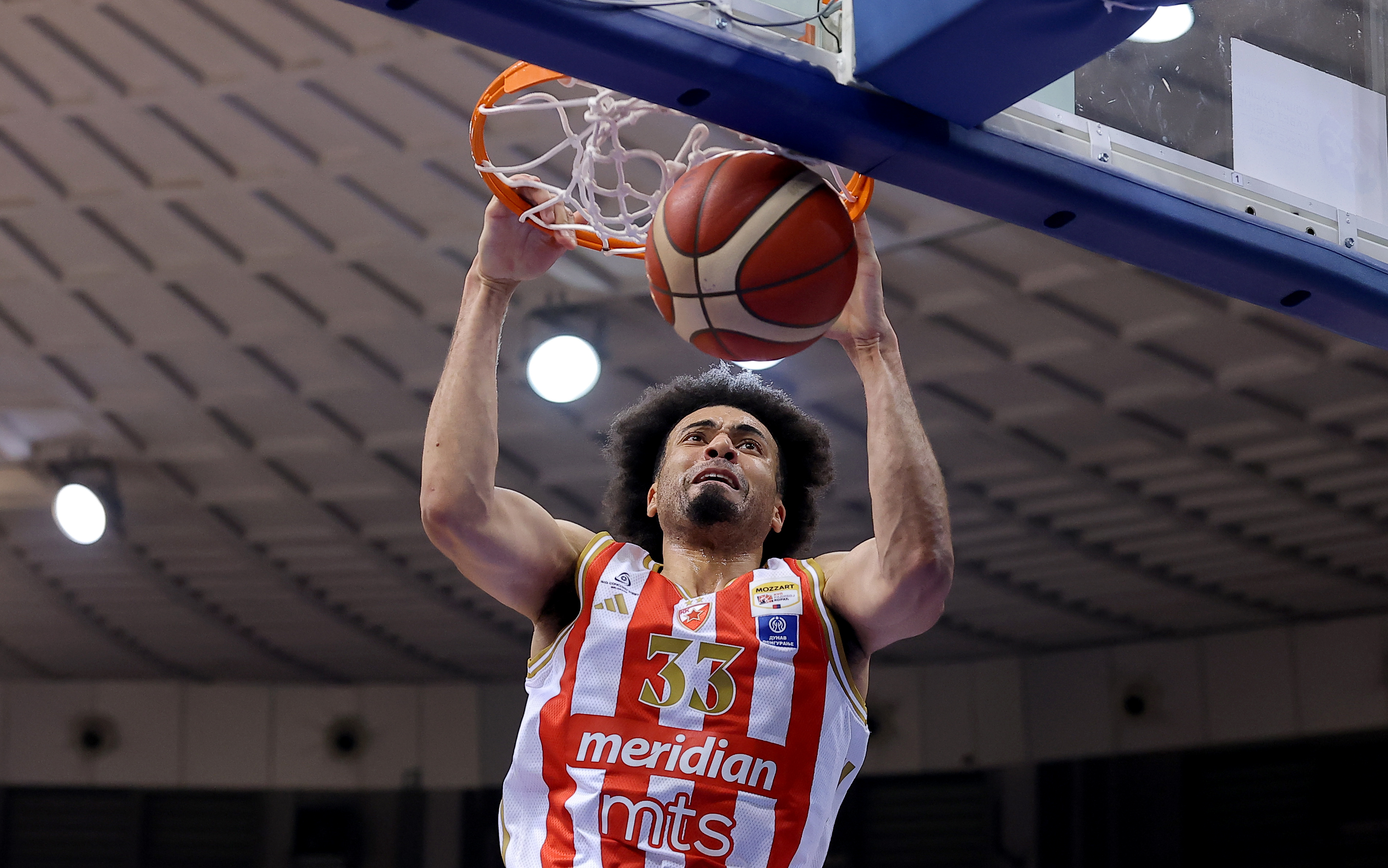 Nis, Serbia. 21th Feb, 2026. during the Kup Radivoja Koraca Season 2025-2026 final match between Crvena Zvezda (Red Star) and Mega at Cair hall on February 21, 2026 in Nis, Serbia. (Photo by Pedja Milosavljevic/Starsport ©)