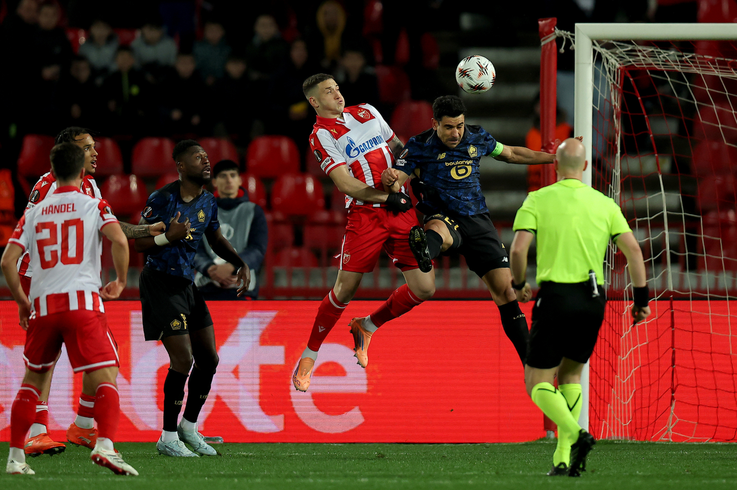 Belgrade, Serbia. 26th Feb, 2026. during the UEFA Europa League 2025/26 League play-offs 2nd leg match between Crvena Zvezda (Red Star) and Lille at Stadium Rajko Mitic on February 26, 2026 in Belgrade, Serbia.
