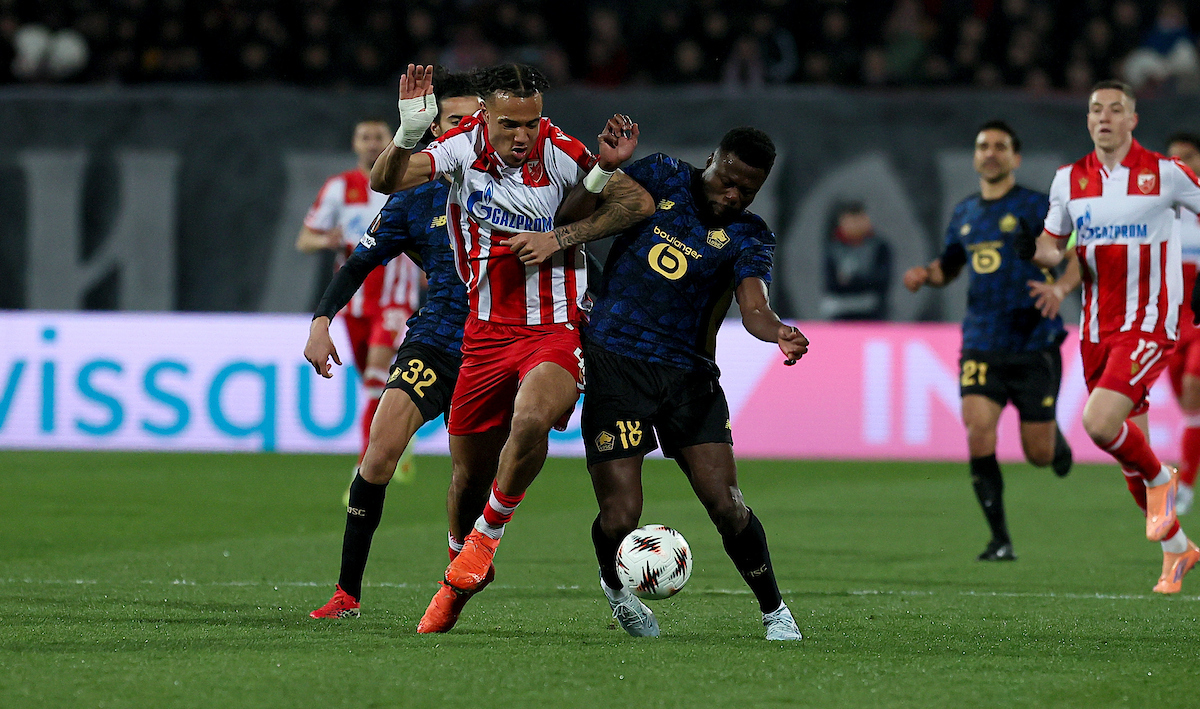 during Crvena Zvezda v Lille football match of UEFA Europa League KO Play-offs, 2nd leg at Stadium Rajko Mitic in Belgrade, Serbia on February 26th. (photo by Luka Milosavljevic/STARSPORT ©)