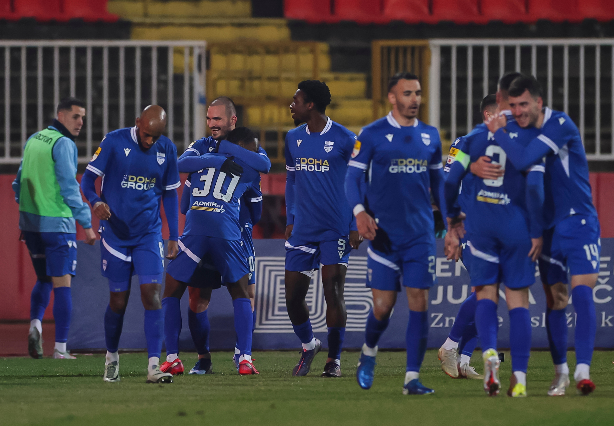Footballers of Novi Pazar celebrates after scoring a goal