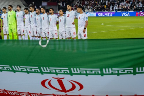 Iran players stand for their national anthem before the FIFA World Cup 2026