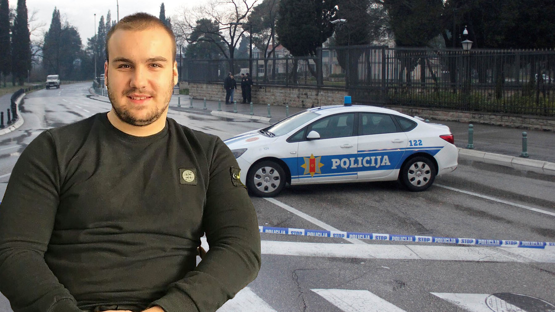 PODGORICA, MONTENEGRO - FEBRUARY 22 : Police take security measures after an unknown person "threw an explosive device from the intersection near the Sport Center into the U.S. Embassy compound in Podgorica, Montenegro on February 22, 2018.