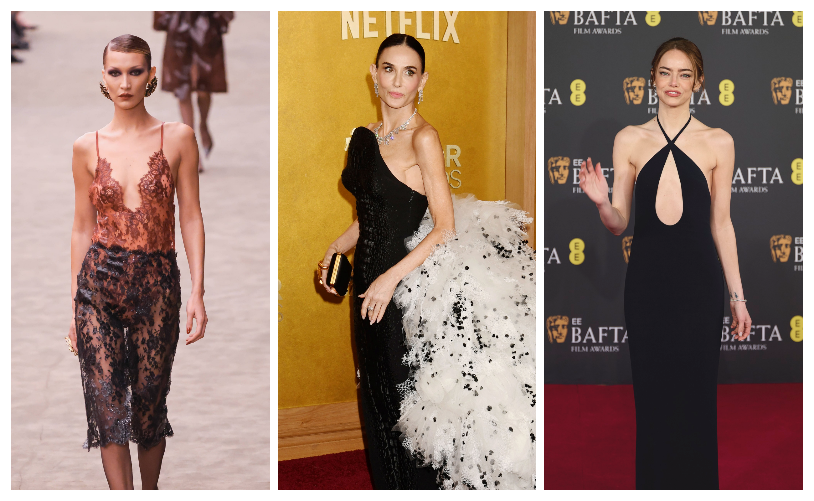 Bela Hadid, Ema Stoun i Demi Mur  mršave kombo