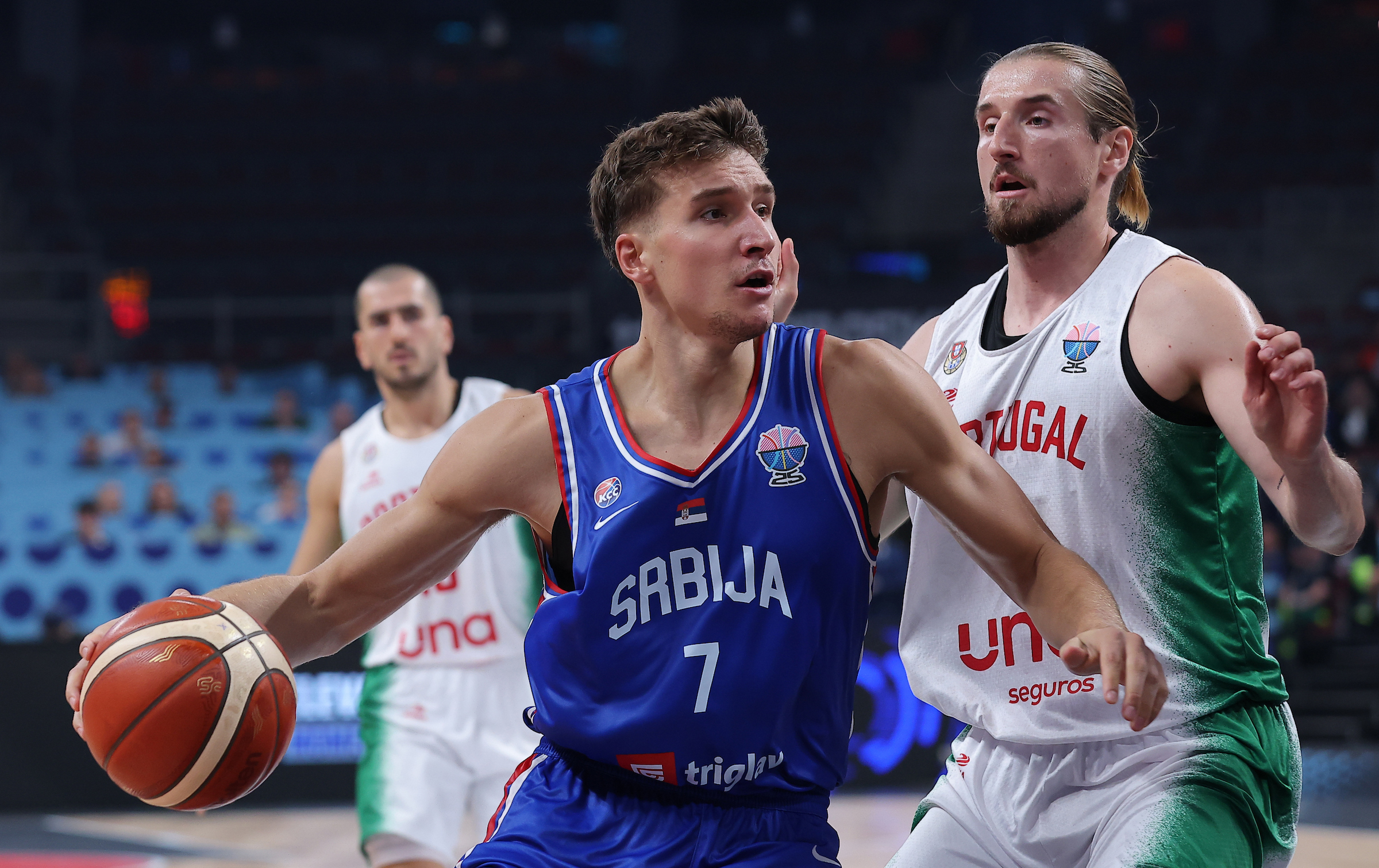 Bogdan Bogdanovic during FIBA Eurobasket 2025 group A second round basketball match between Portugal and Serbia on August 29, 2025. in Riga, Latvia.(photo by Pedja Milosavljevic/STARSPORT ©)