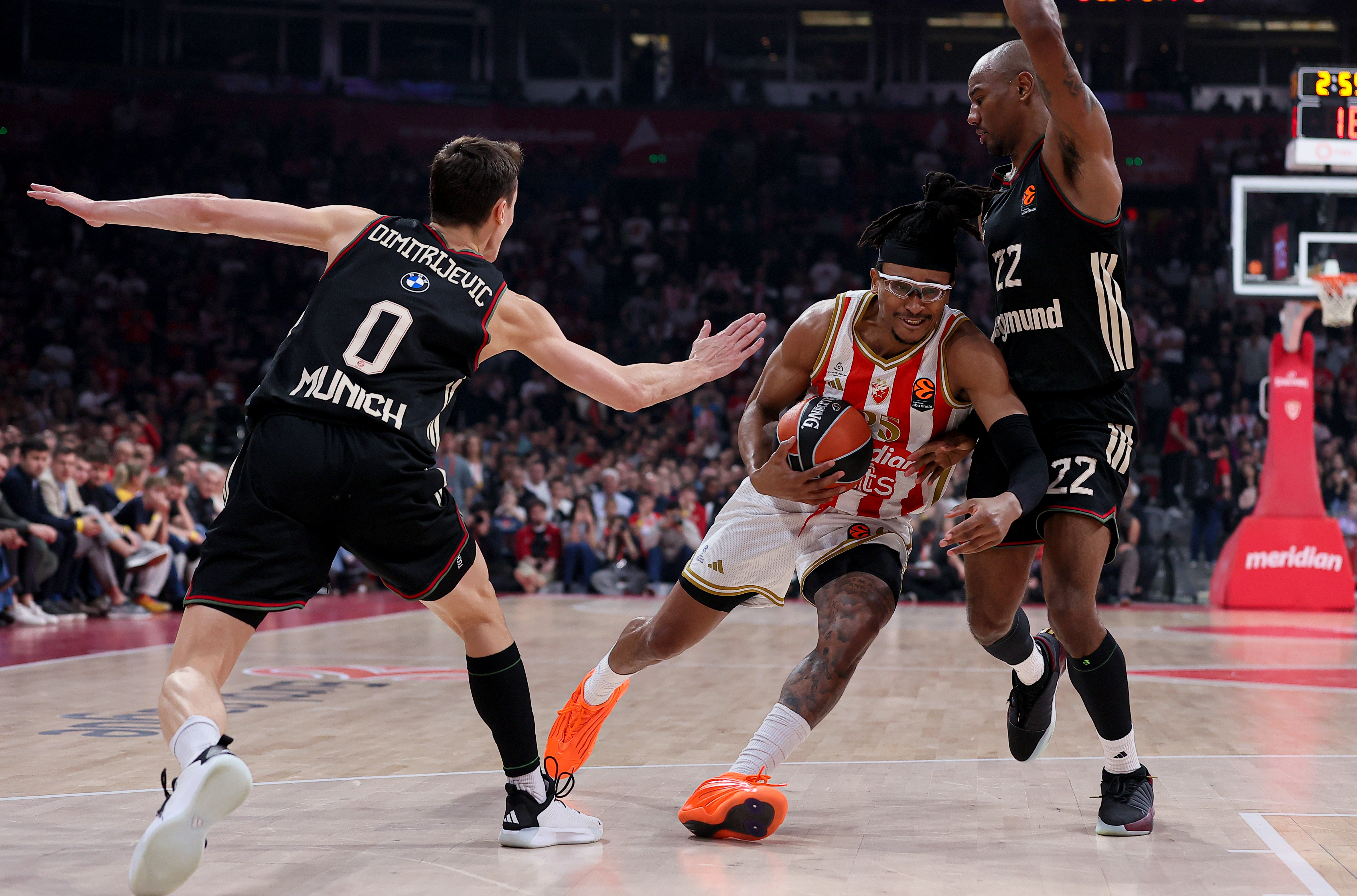 Crvena Zvezda v Bayern basketball match of Euroleague season 2025/2026 round 30 in Belgrade, Serbia