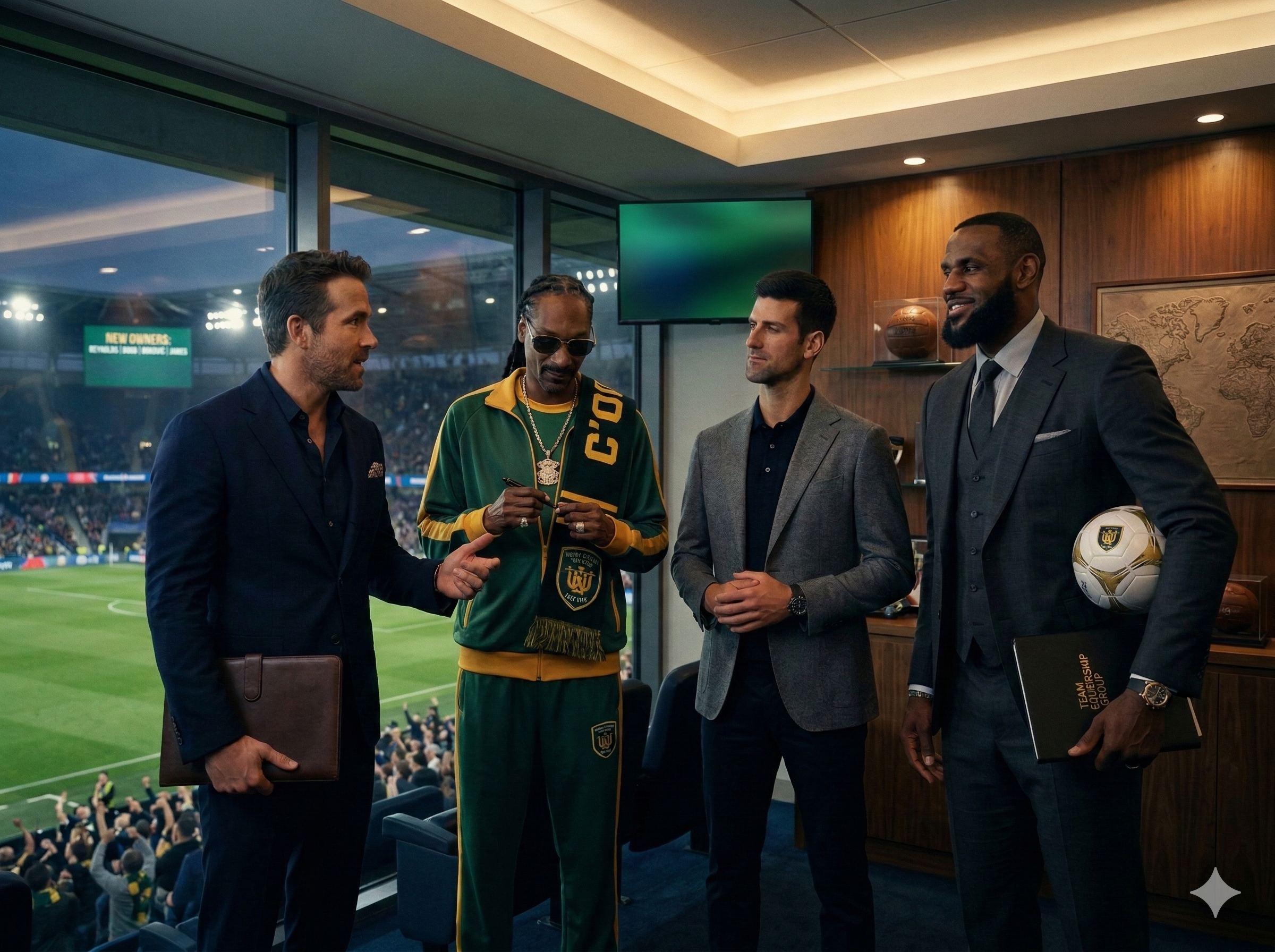 Novak Đoković, Lebron Džejms, Rajan Rejnolds i Snup Dog