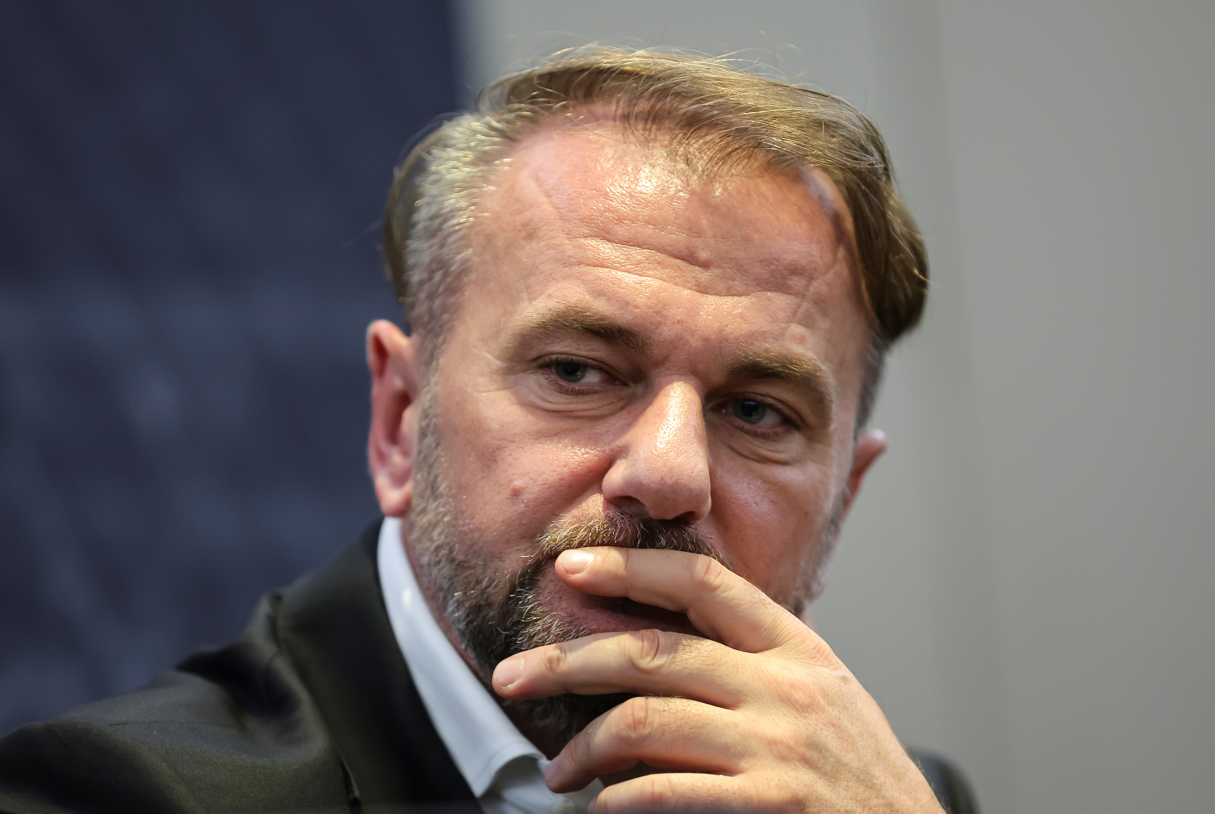 Ostoja Mijailovic KK Partizan President speaks with media during press conference at Hotel Crown Plaza on April 27, 2024 in Belgrade, Serbia. (Photo by Srdjan Stevanovic/Starsport.rs ©)