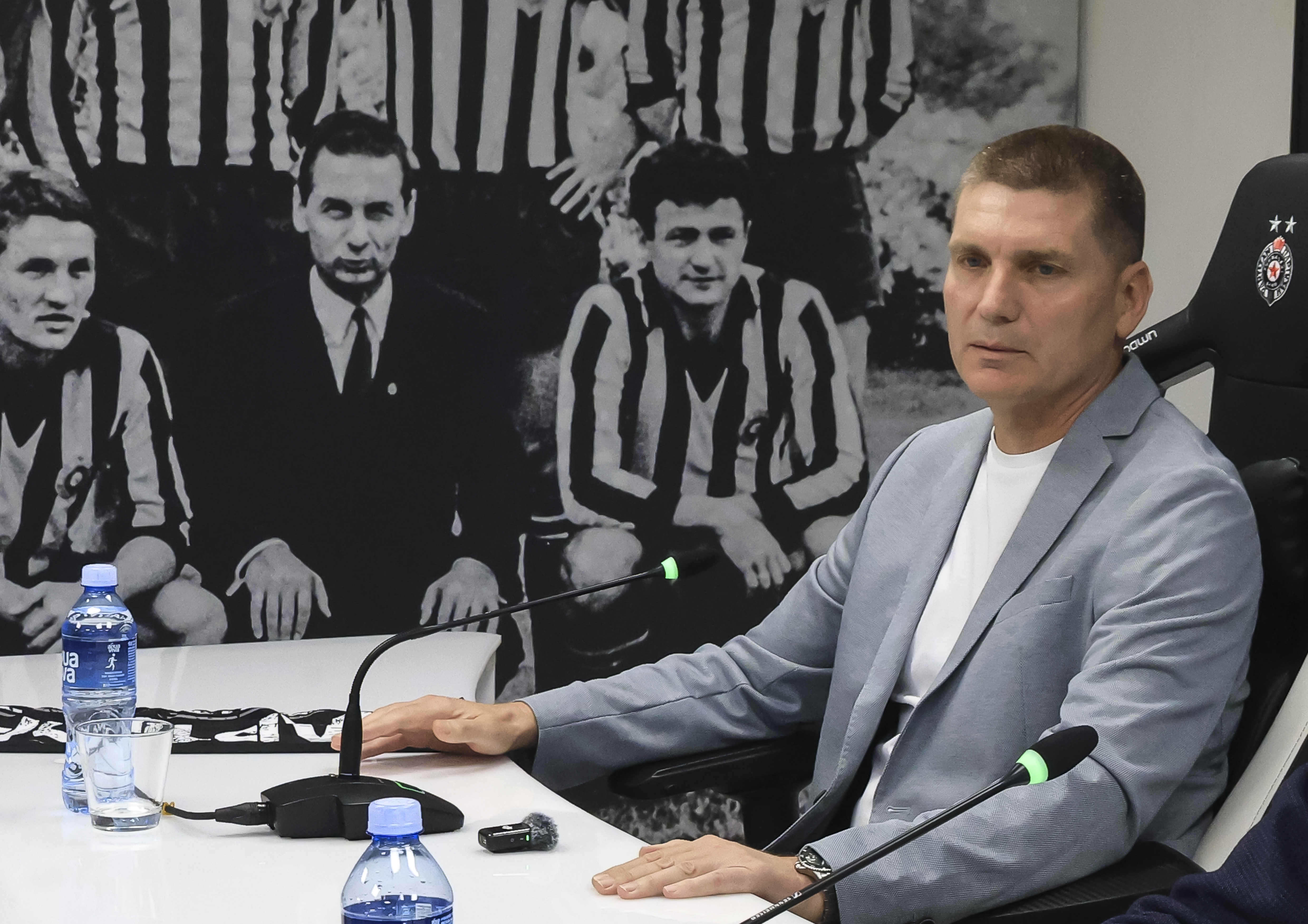 during the press conference of head