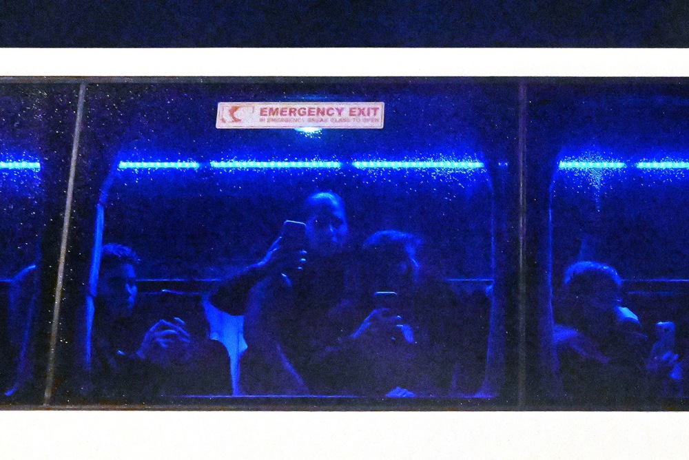 Iranian players film supporters blocking the bus on their departure following the AFC Women’s Asian Cup Group A match between Iran and Philippines at the Gold Coast Stadium in Gold Coast
