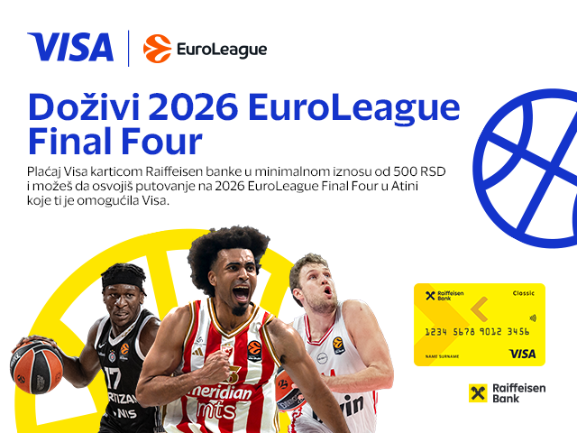 PR 640x480.png PR Raiffiesen Banka Četvrtak 12.3    PR, Raiffiesen Banka, Visa, Euroliga, Platne kartice, EuroLiga Final Four 2026