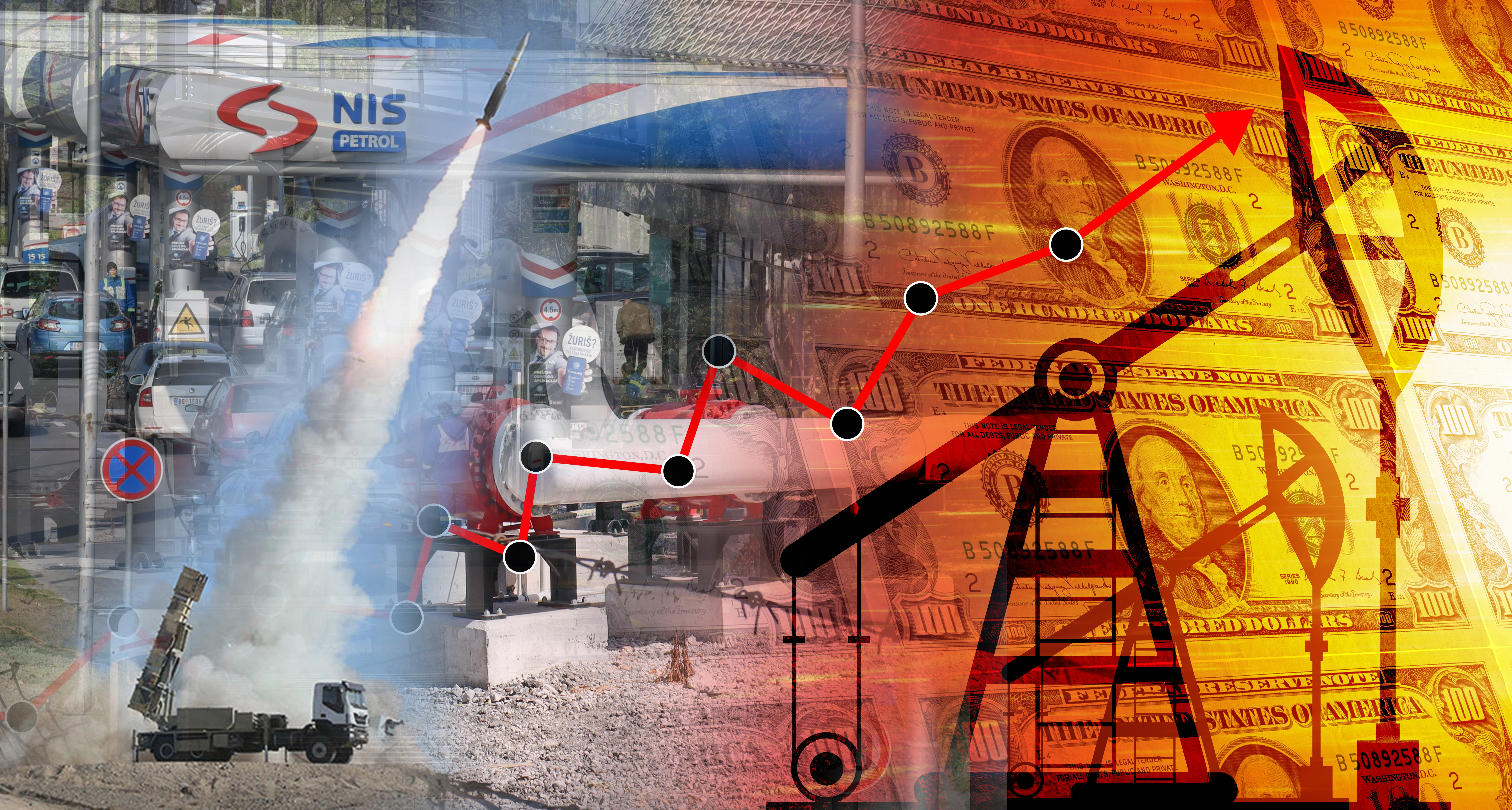 The increase in prices of crude oil, LNG (Liquefied Natural Gas), energy and gasoline, and the Iran-Israel war concept photo.