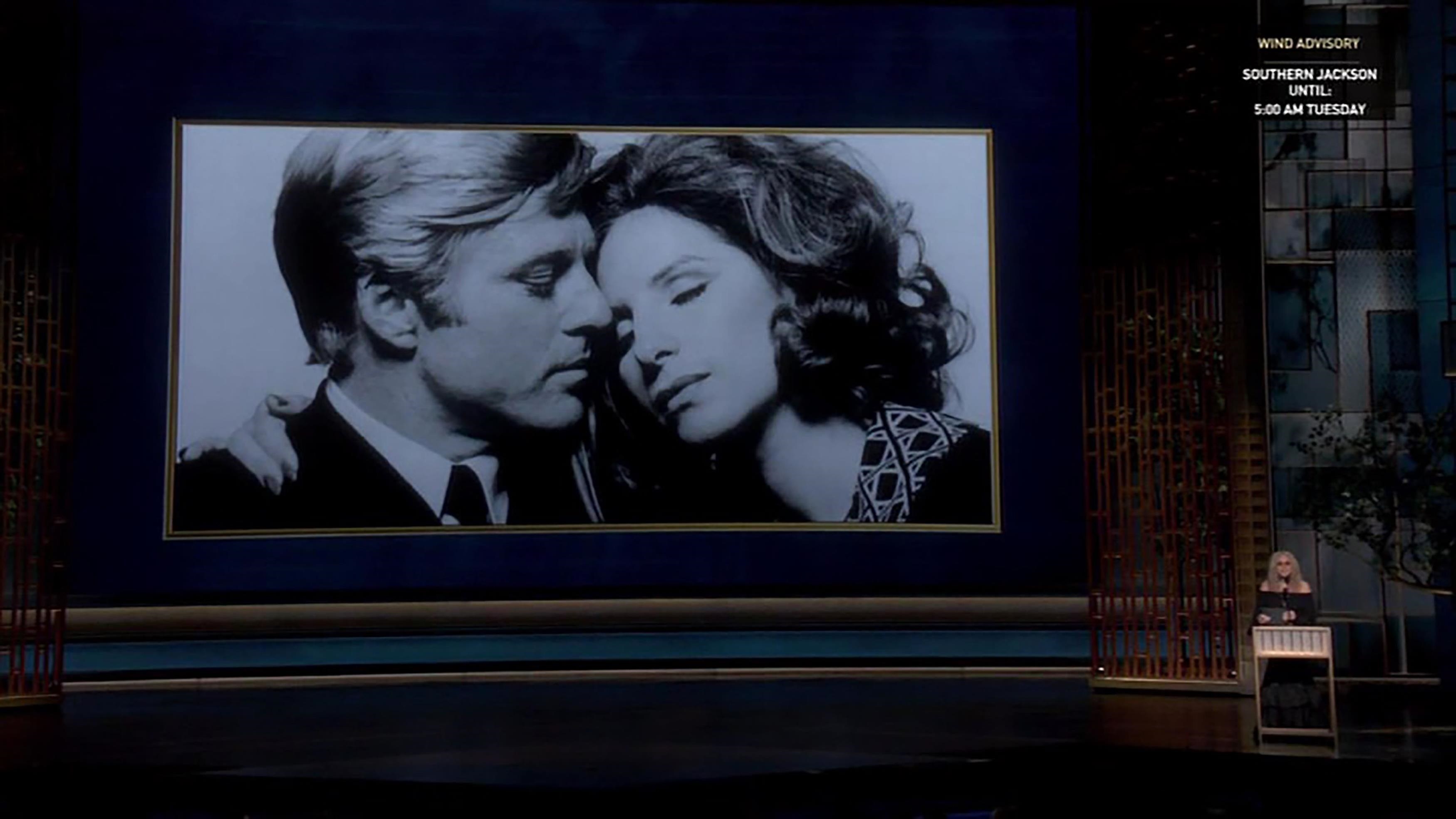 Los Angeles, USA  Barbra Streisand pays tribute to co-star Robert Redford at the Oscars.