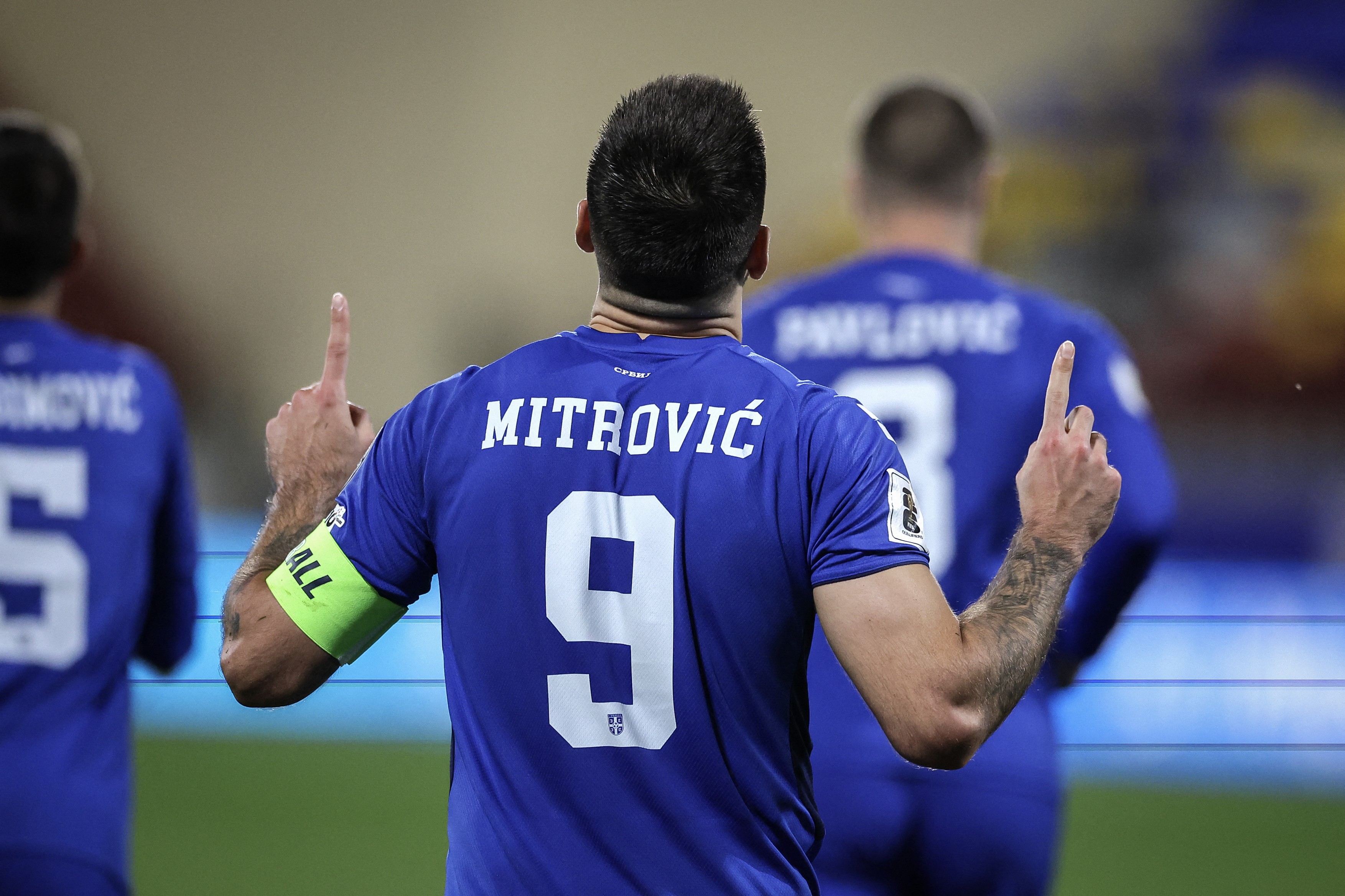 Serbia's forward #09 Aleksandar Mitrovic