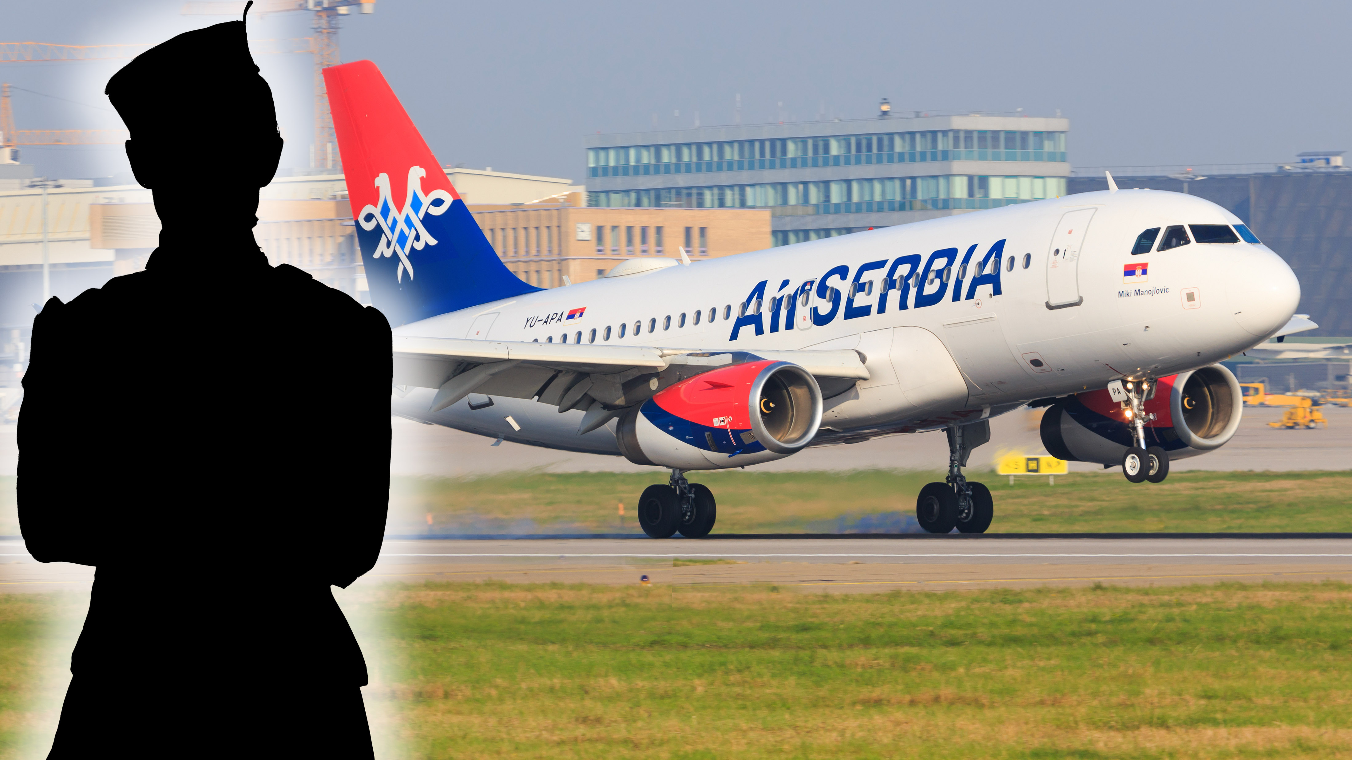 Stuttgart/Germany March 10, 2017: Airbus A320 from Air Serbia at Stuttgart Airport.